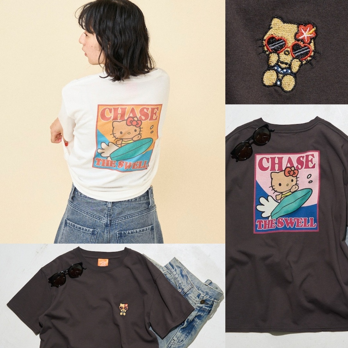 預購┃SANRIO HELLO KITTY 曬黑 黑皮 夏季 衝浪 短T