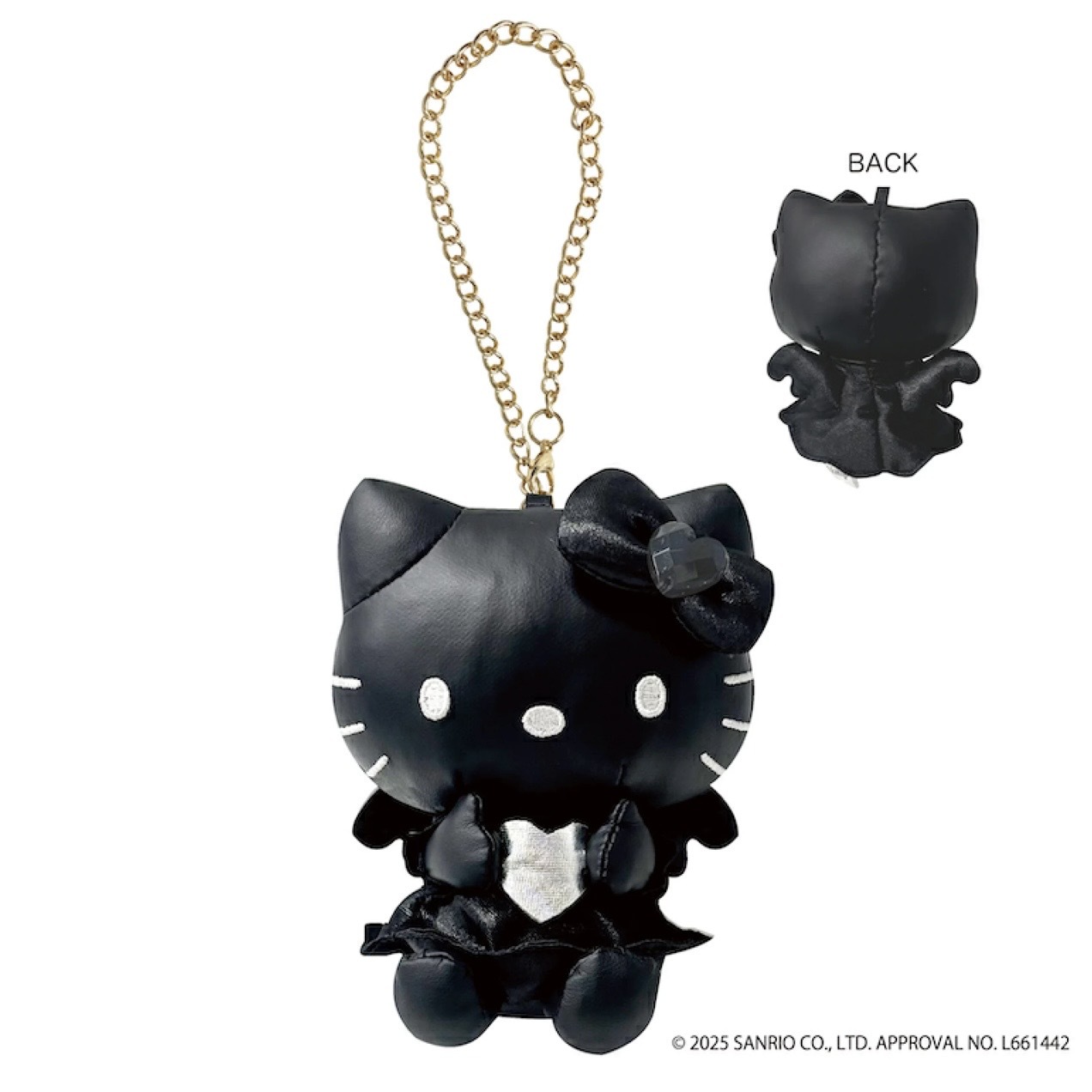 SANRIO 三麗鷗 HELLO KITTY 銀黑 黑天使造型吊飾 鍊條 皮面吊飾 /預購