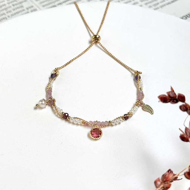 生日花 • 陸月肆 • 石竹 – 碧璽石榴石 – 手鍊