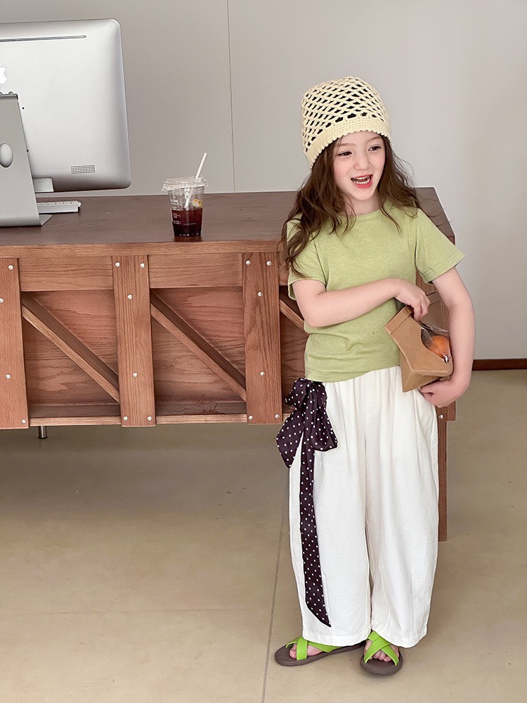 純色休閒寬鬆長褲