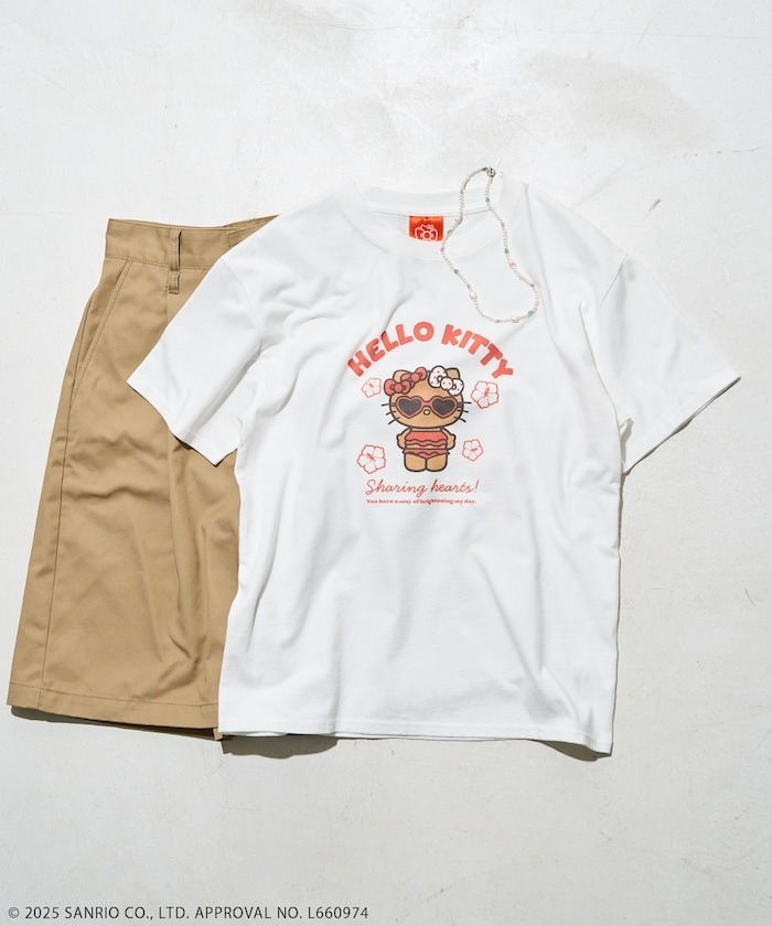 預購┃SANRIO HELLO KITTY 曬黑 黑皮 夏日 海灘 比基尼 水洗 短袖 短T