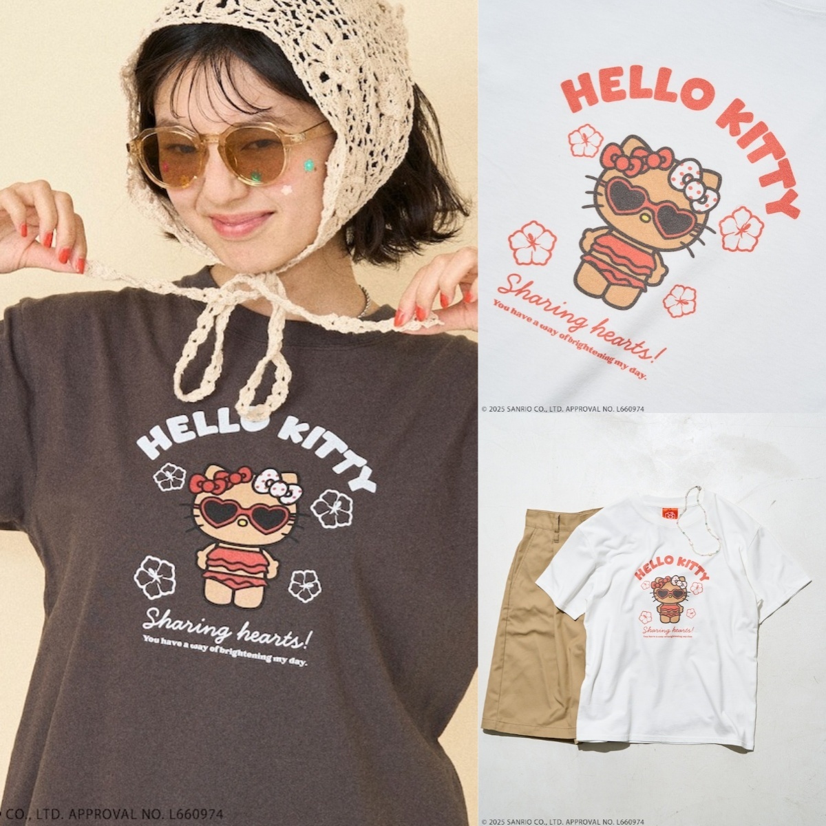 預購┃SANRIO HELLO KITTY 曬黑 黑皮 夏日 海灘 比基尼 水洗 短袖 短T