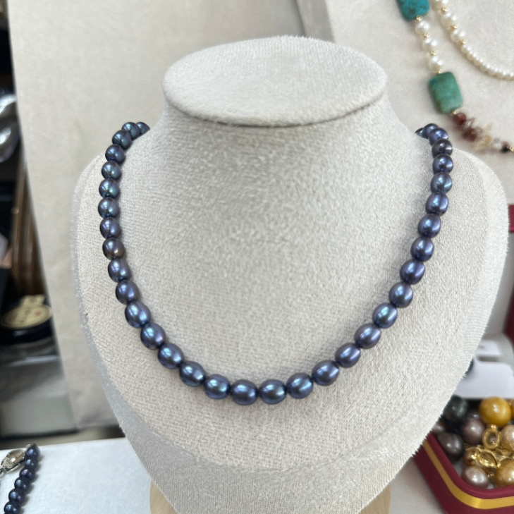 A178 - 海水大溪地紫米形 6-7mm 珍珠頸鏈
