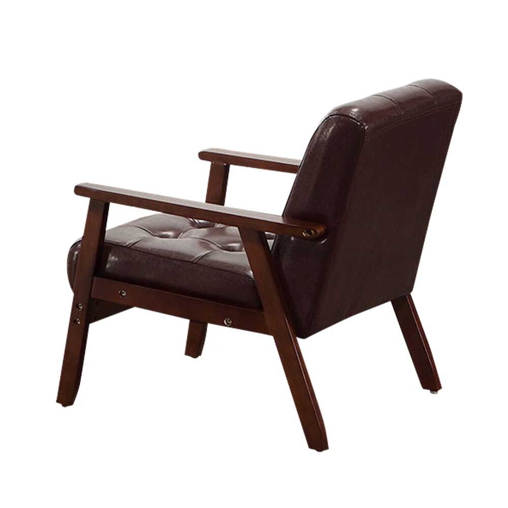 納森咖啡色皮革實木沙發單人座/一人座沙發椅