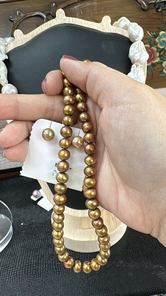 SB13 - 天然濃金 7-8mm 珍珠頸鏈