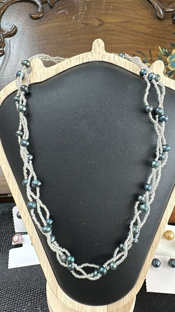 SB08 - 天然大溪地巴洛克編織款款頸鏈