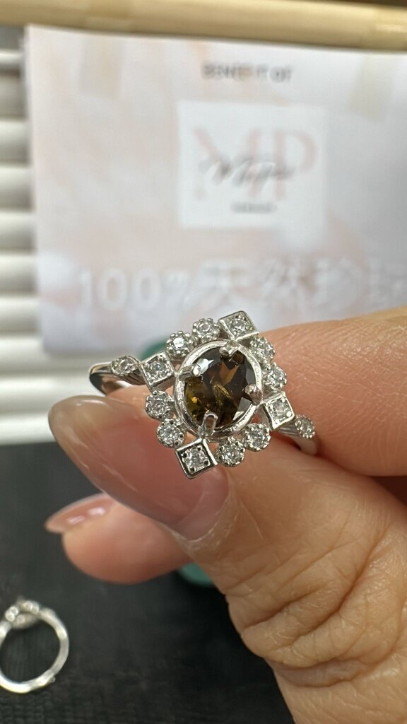 AF90 -天然碧璽戒指 S925