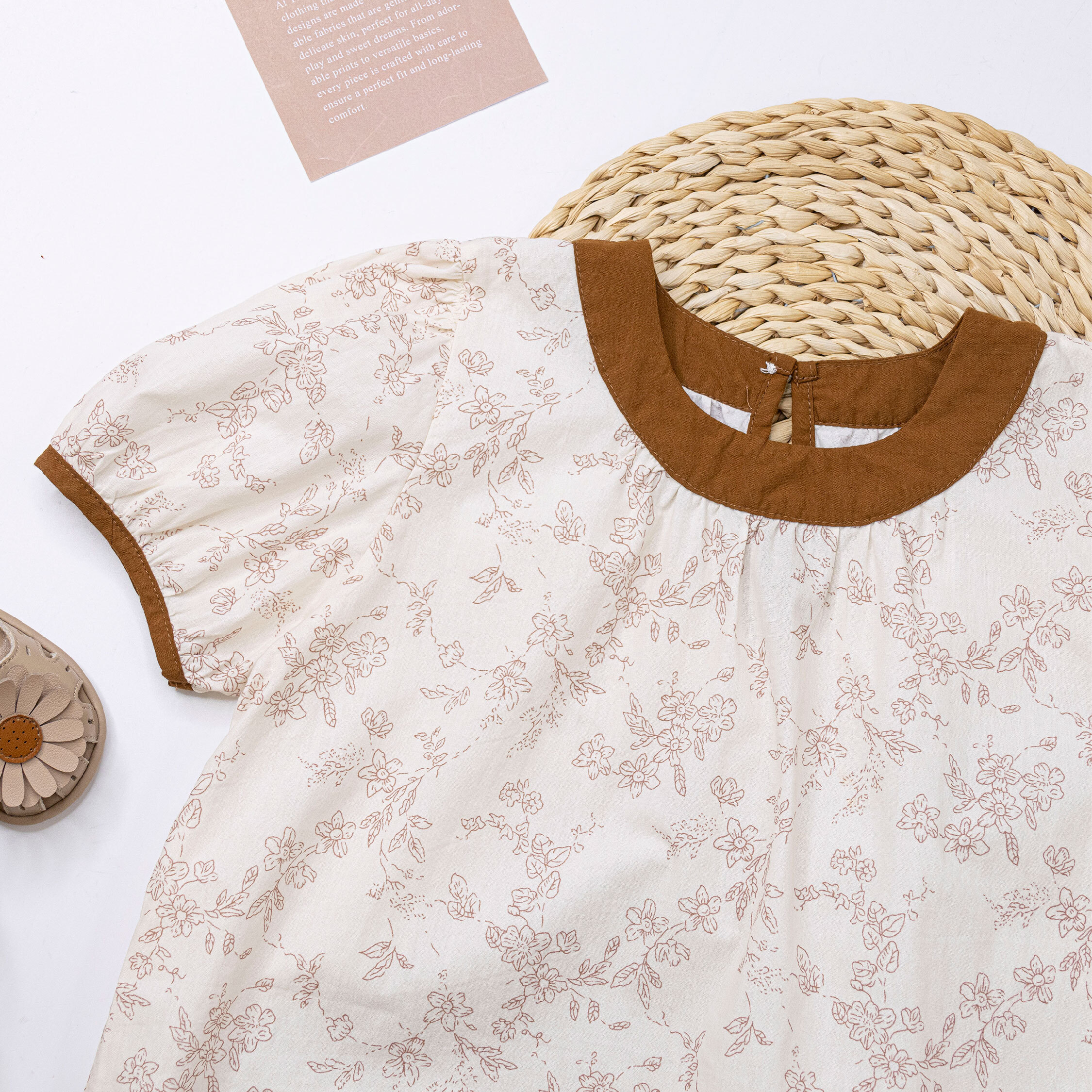 【H50710】氣質滿版碎花棉質上衣