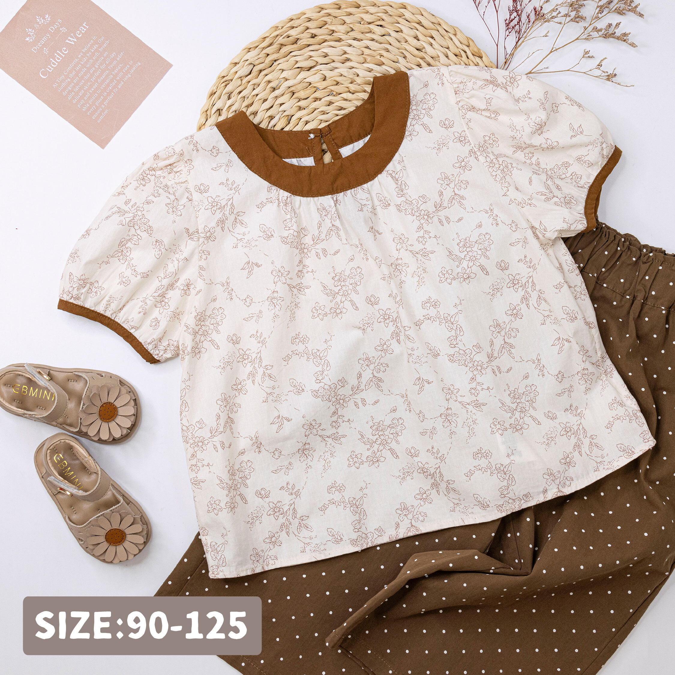 【H50710】氣質滿版碎花棉質上衣