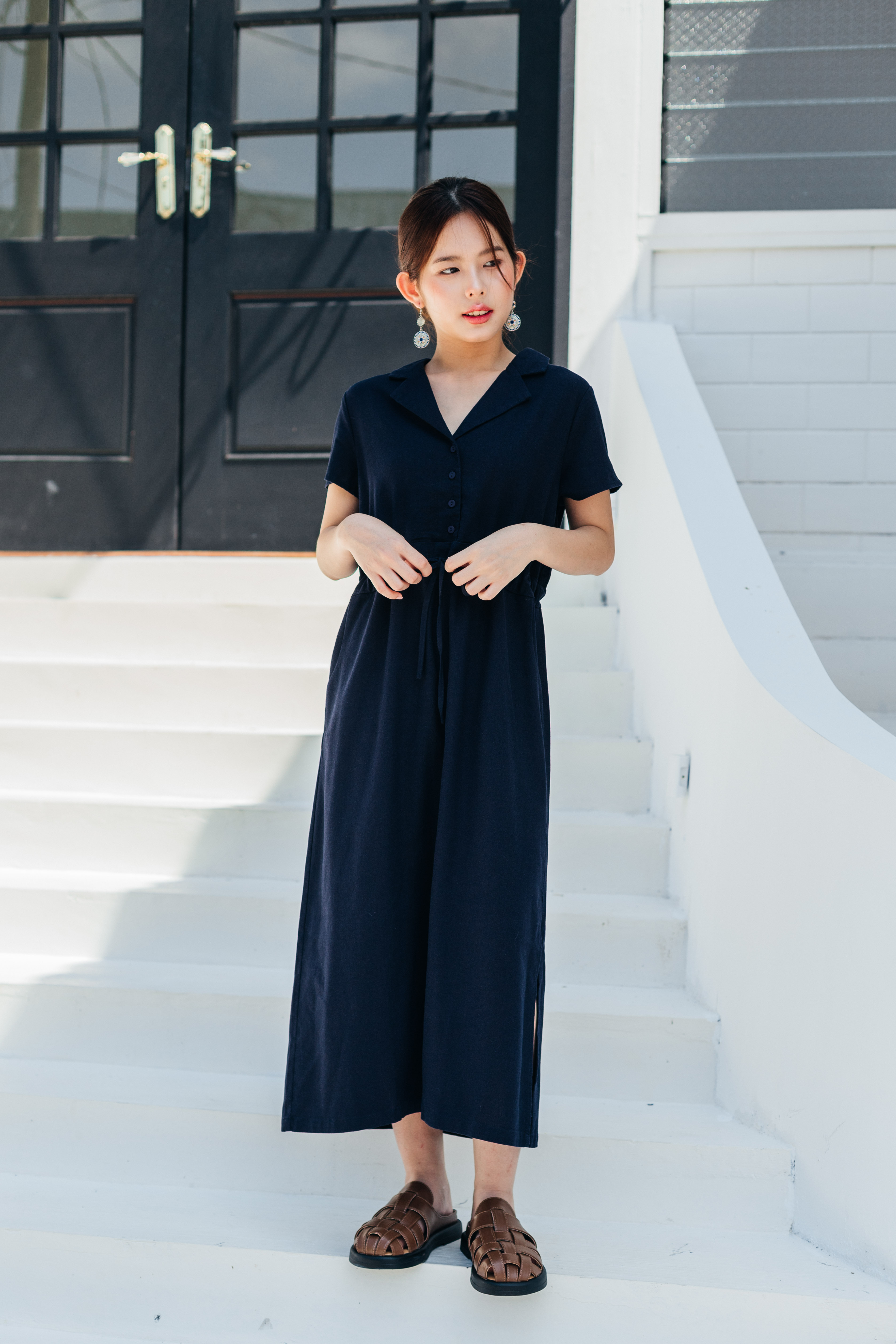 Marielle Collared  Dress Navy -2381DLNAV