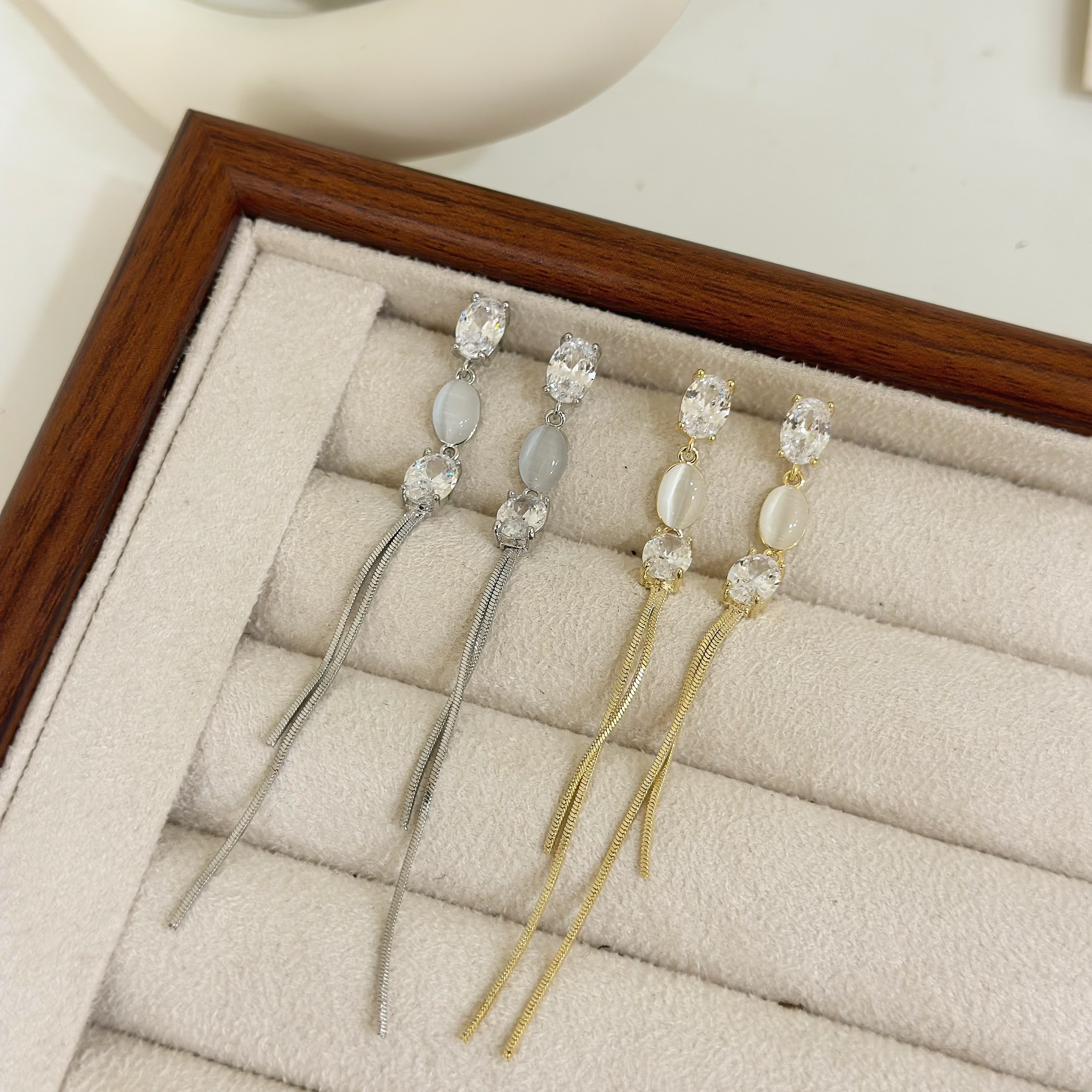 B507橢圓鋯石貓眼垂吊