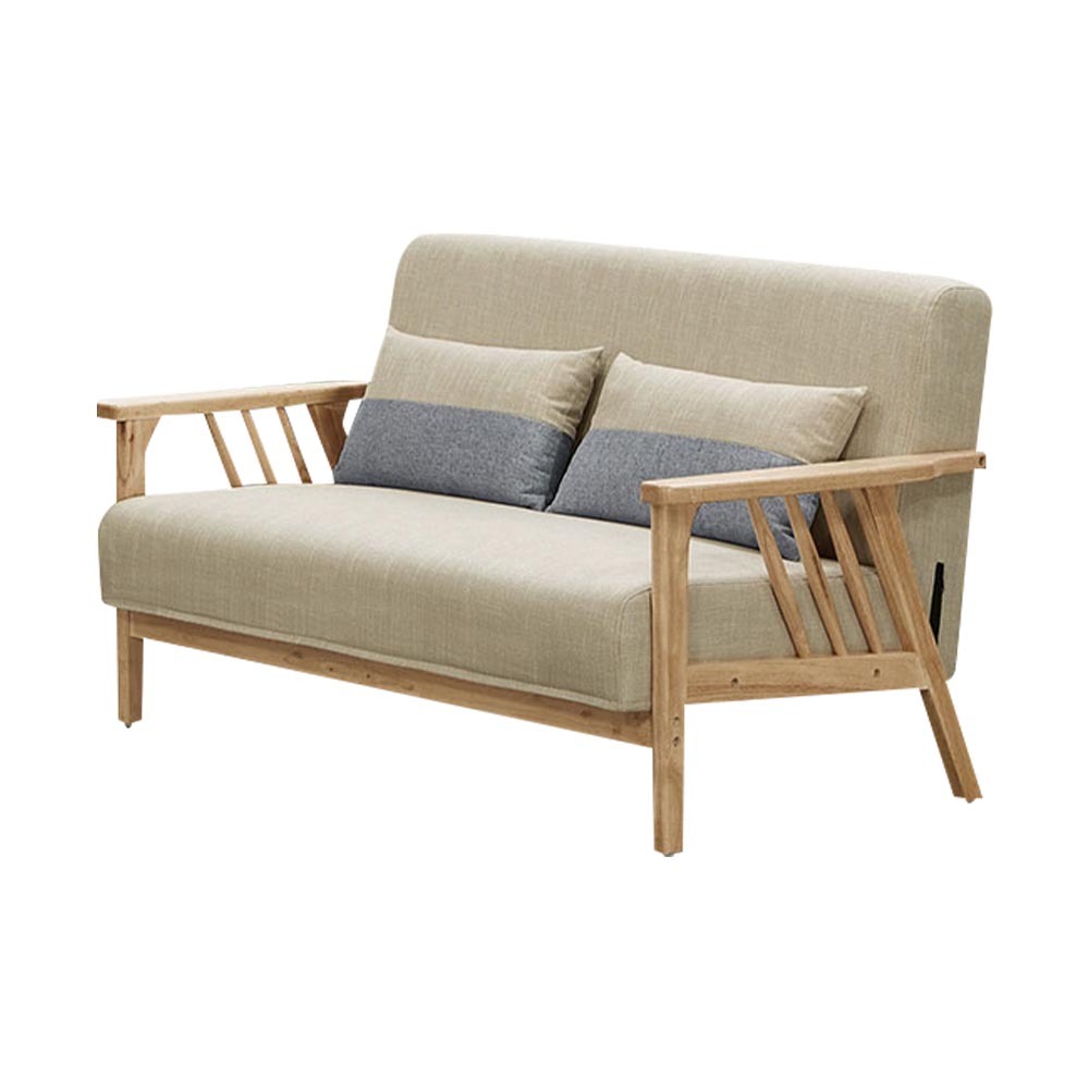 伊芙布面實木沙發雙人座/二人座沙發椅-附抱枕