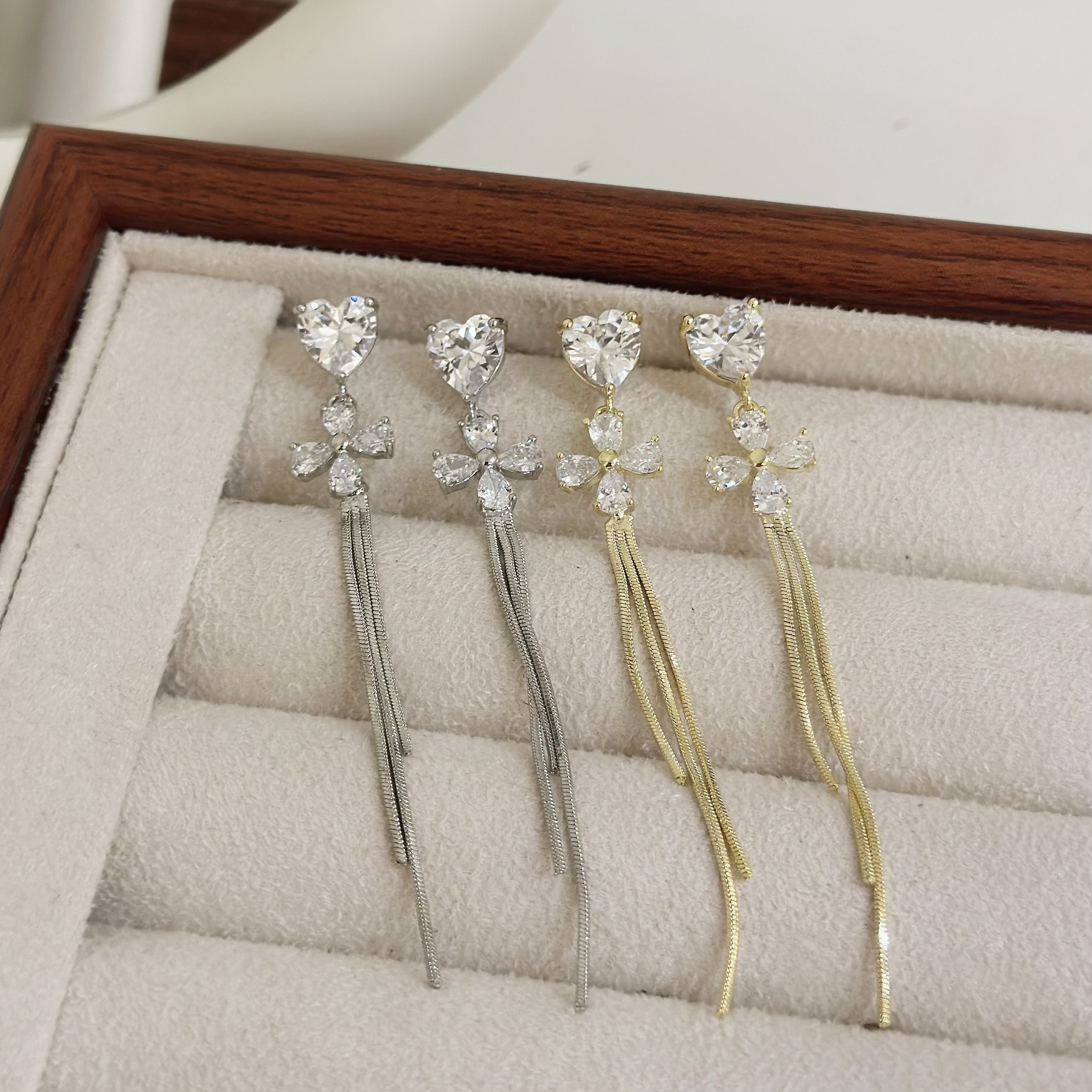 B509鋯石愛心花朵垂吊