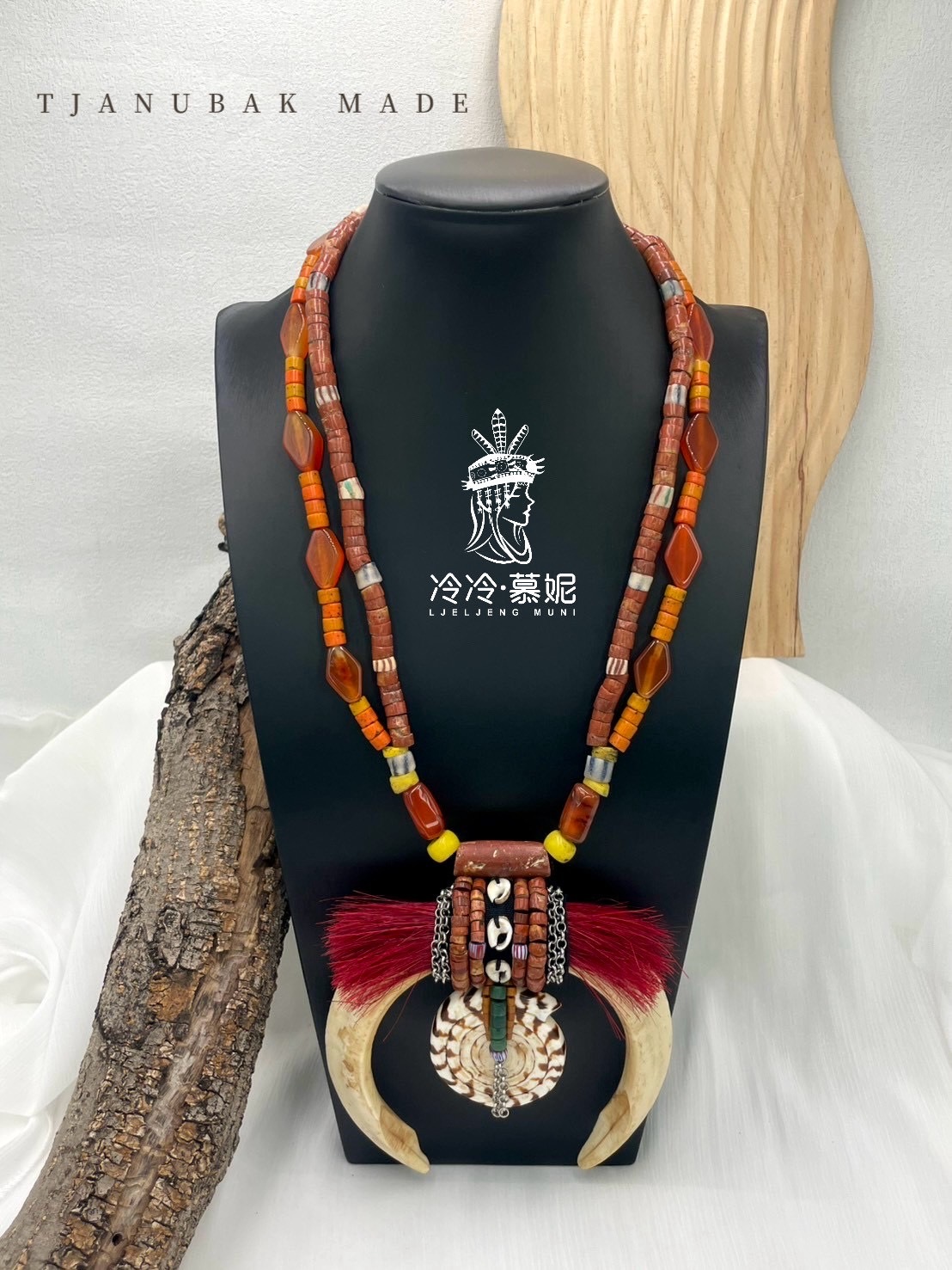 W-No.22傳統花珠大山豬牙長鍊83cm