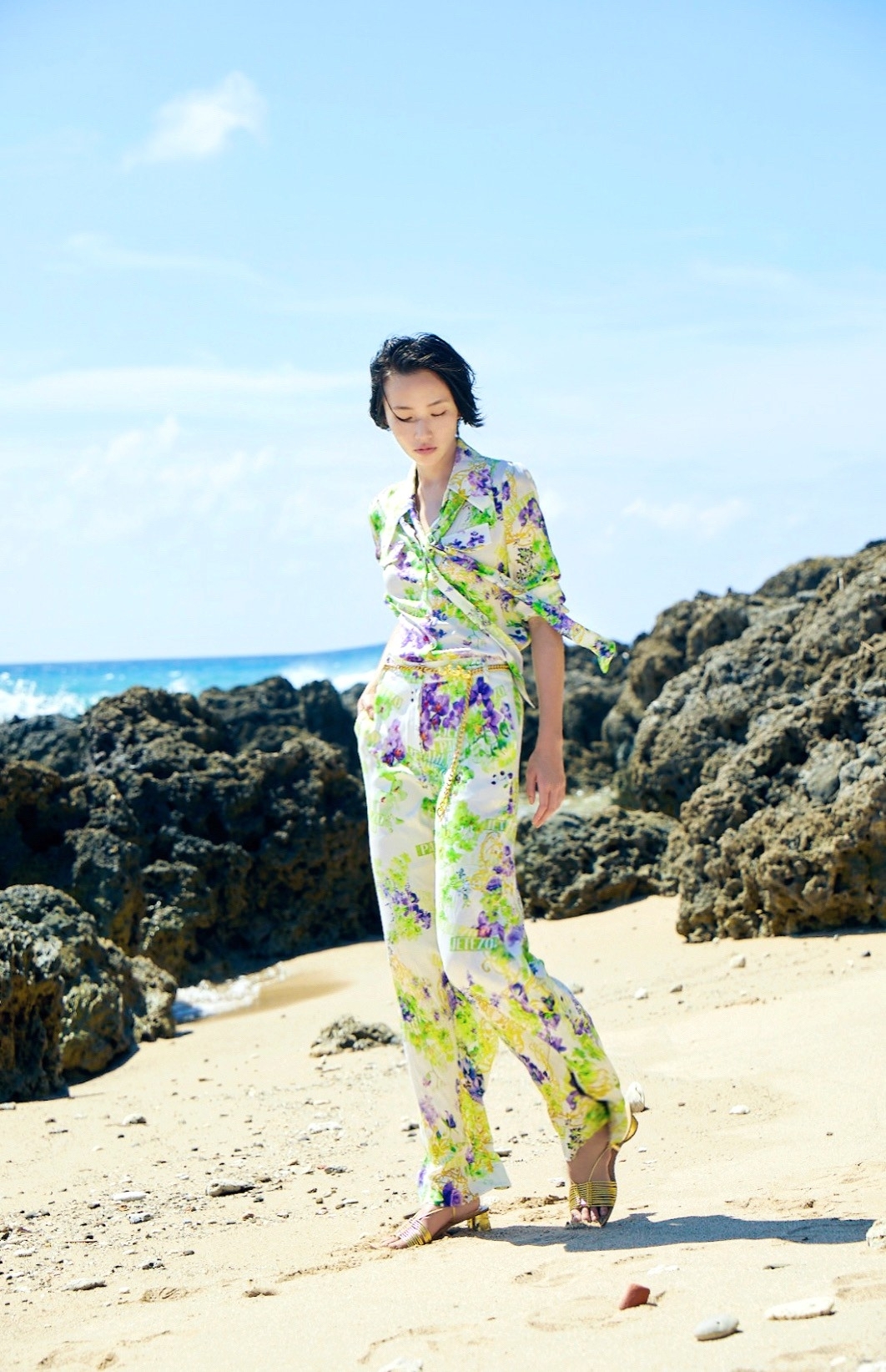 BC1EB050B1 螢光巴洛克花園長褲