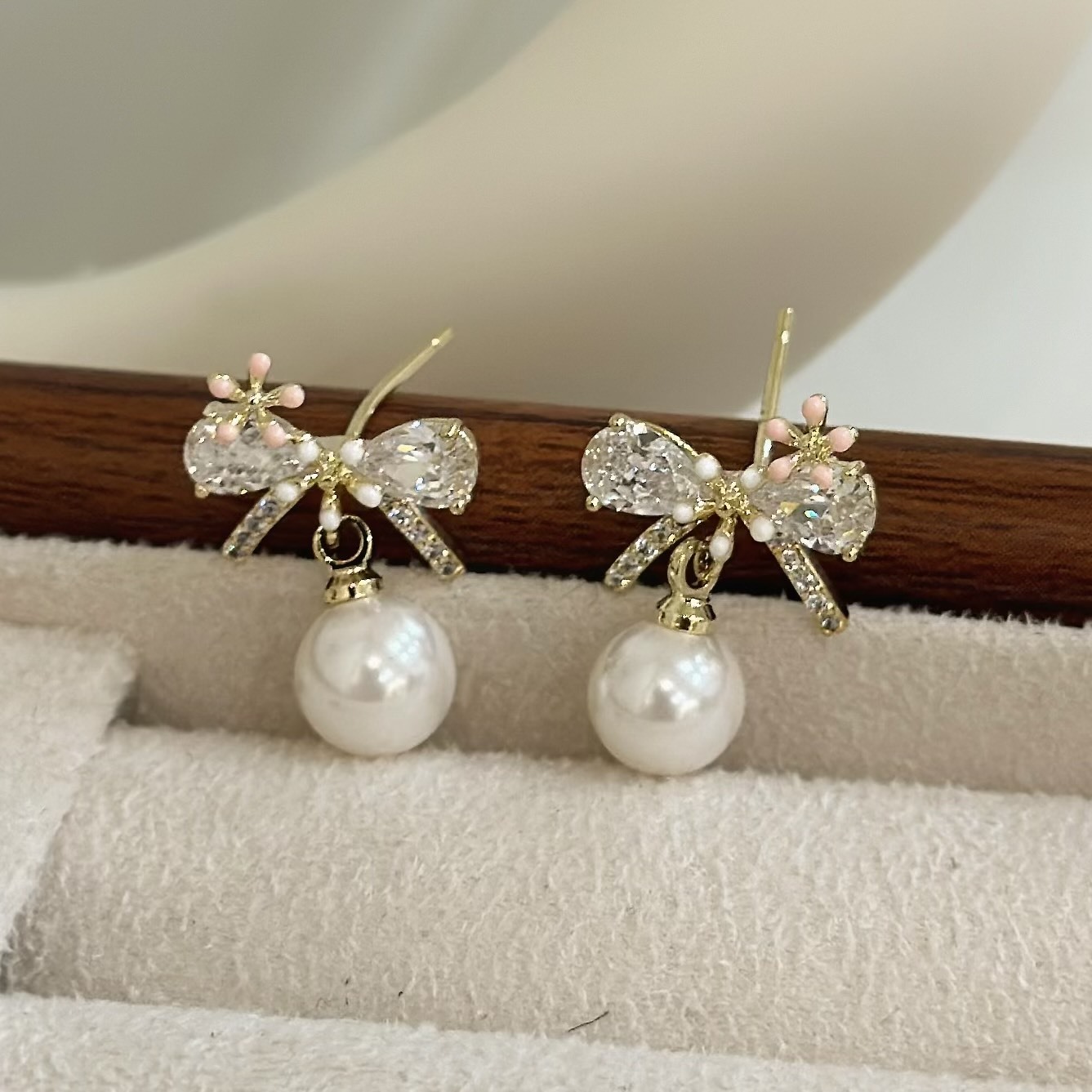 B177鋯石排鑽花朵蝴蝶結珍珠垂吊