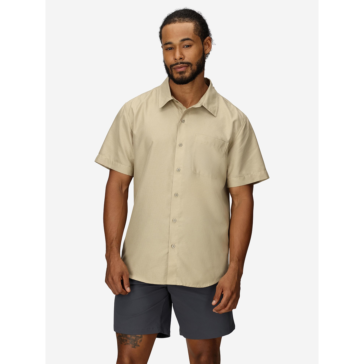Marmot Men's AirExchange Perforated Short-Sleeve Shirt 男款 Aerobora 快乾透氣短袖襯衫 M16474-21987 Chinchilla [HappyOutdoor]