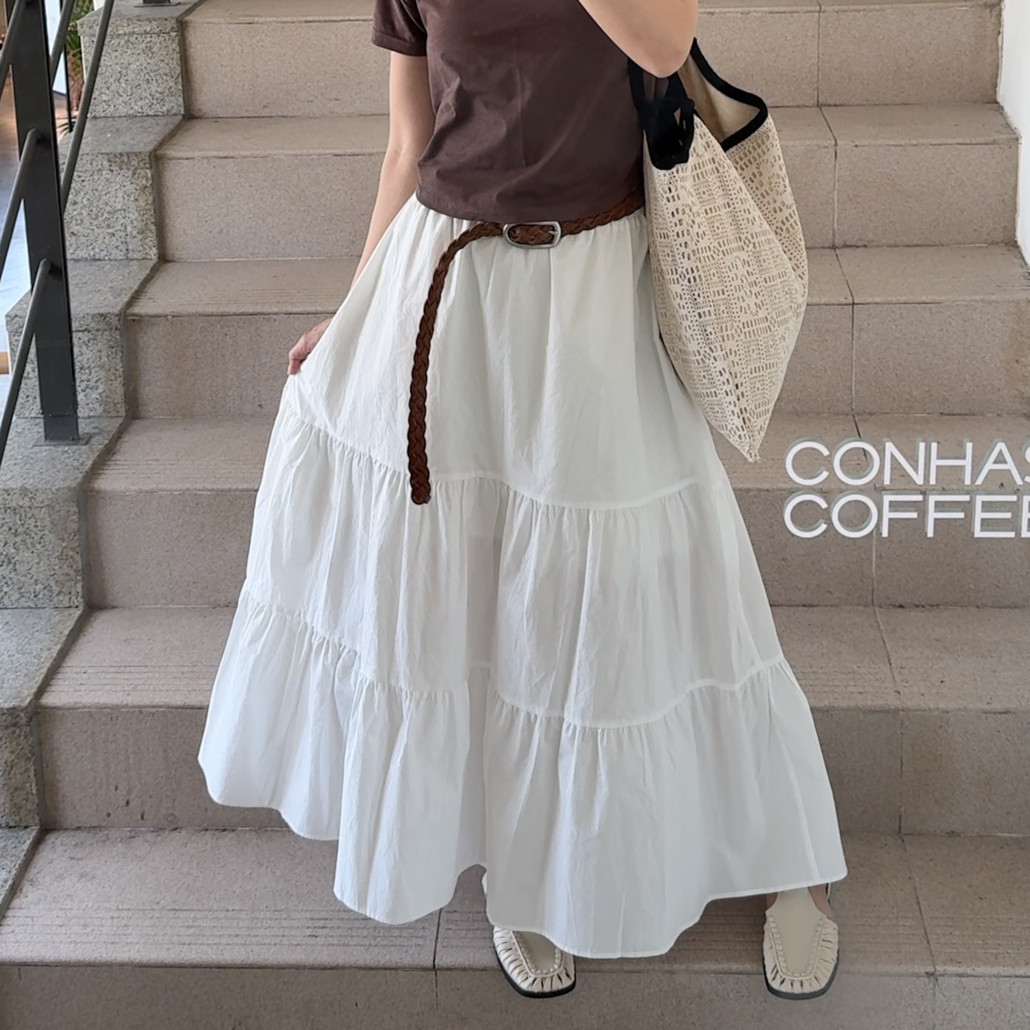 G05推薦推薦美式復古半甜蛋糕長裙(白)