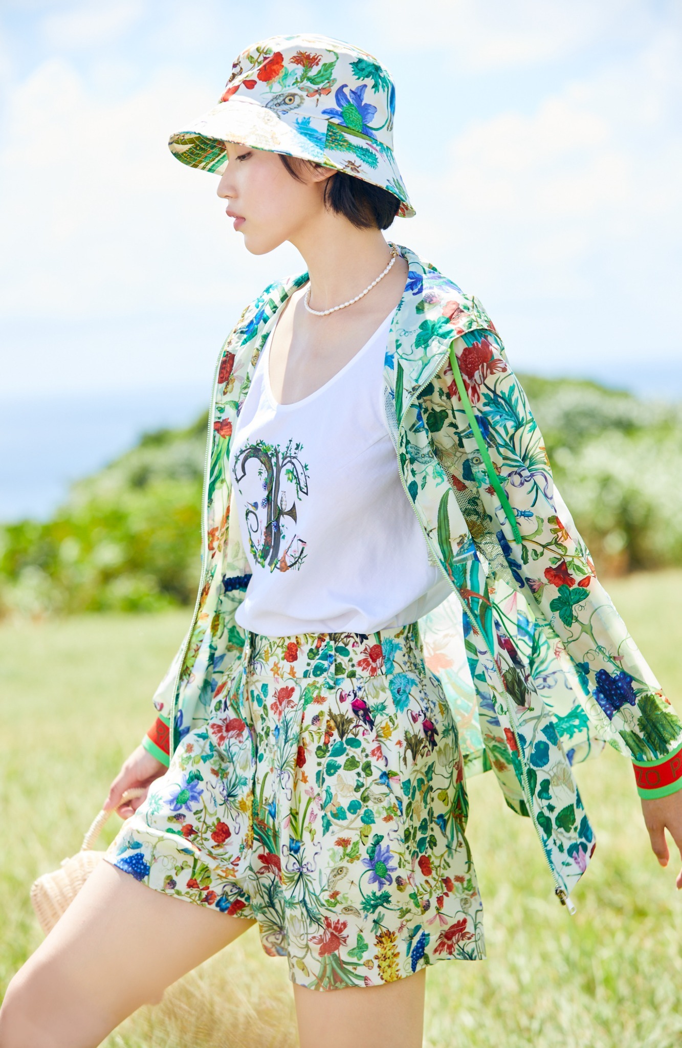 BC1EB031B1 異國花園田園印花短褲