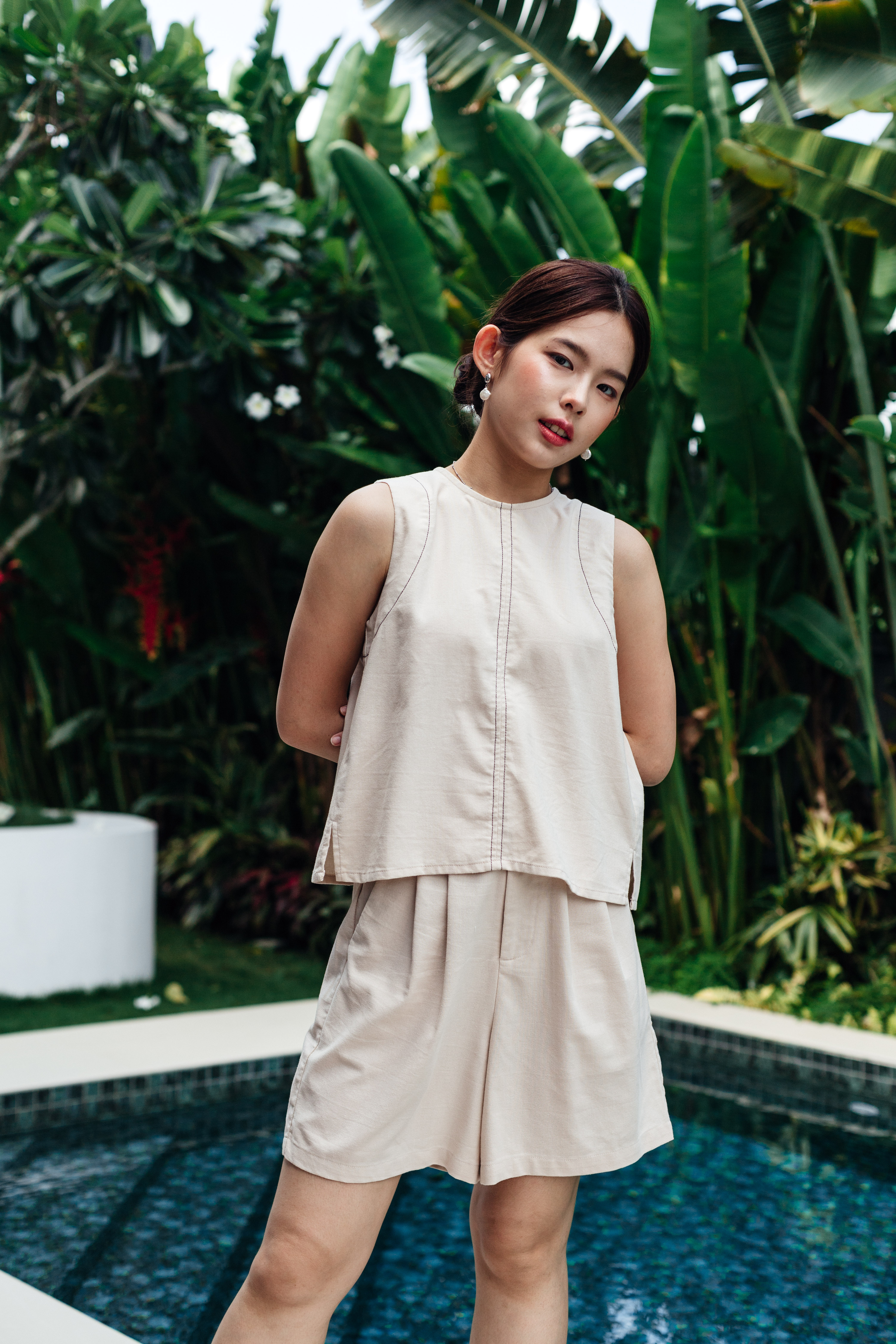 Marielle Tied Back Top Beige -2378BVBEI