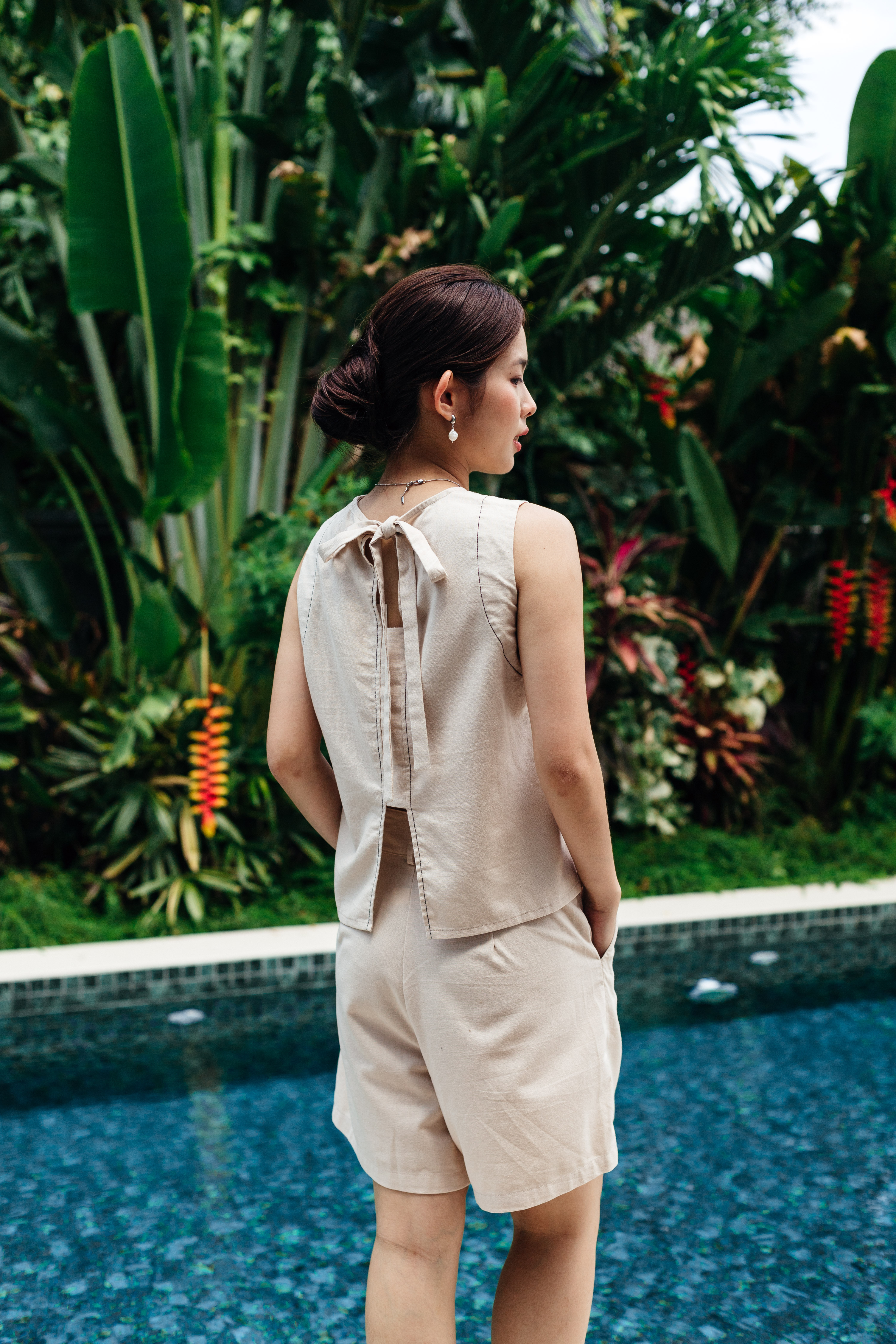 Marielle Tied Back Top Beige -2378BVBEI