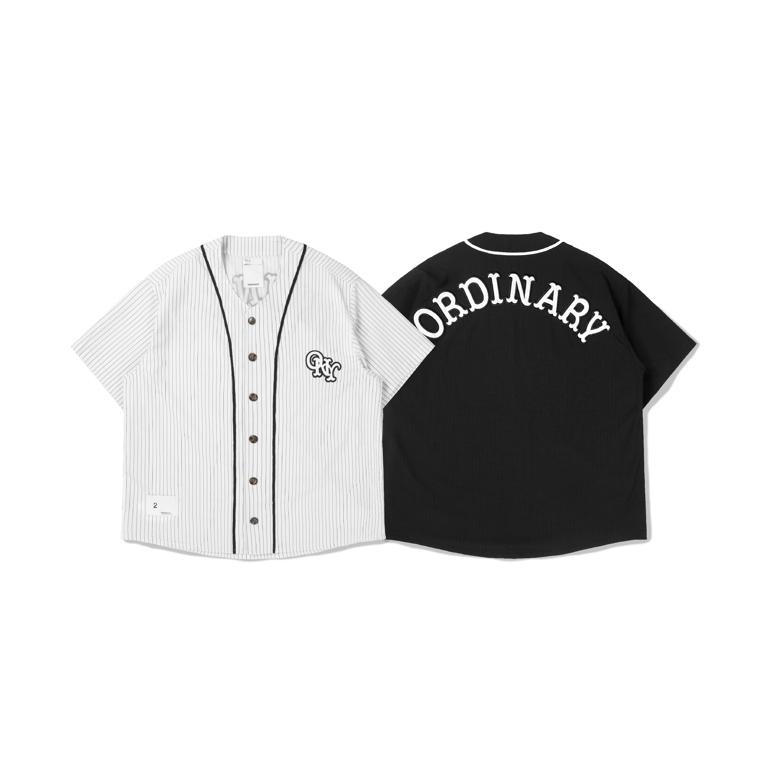 ORDINARY Seersucker Jersey 直紋泡泡紗 貼布棒球衫