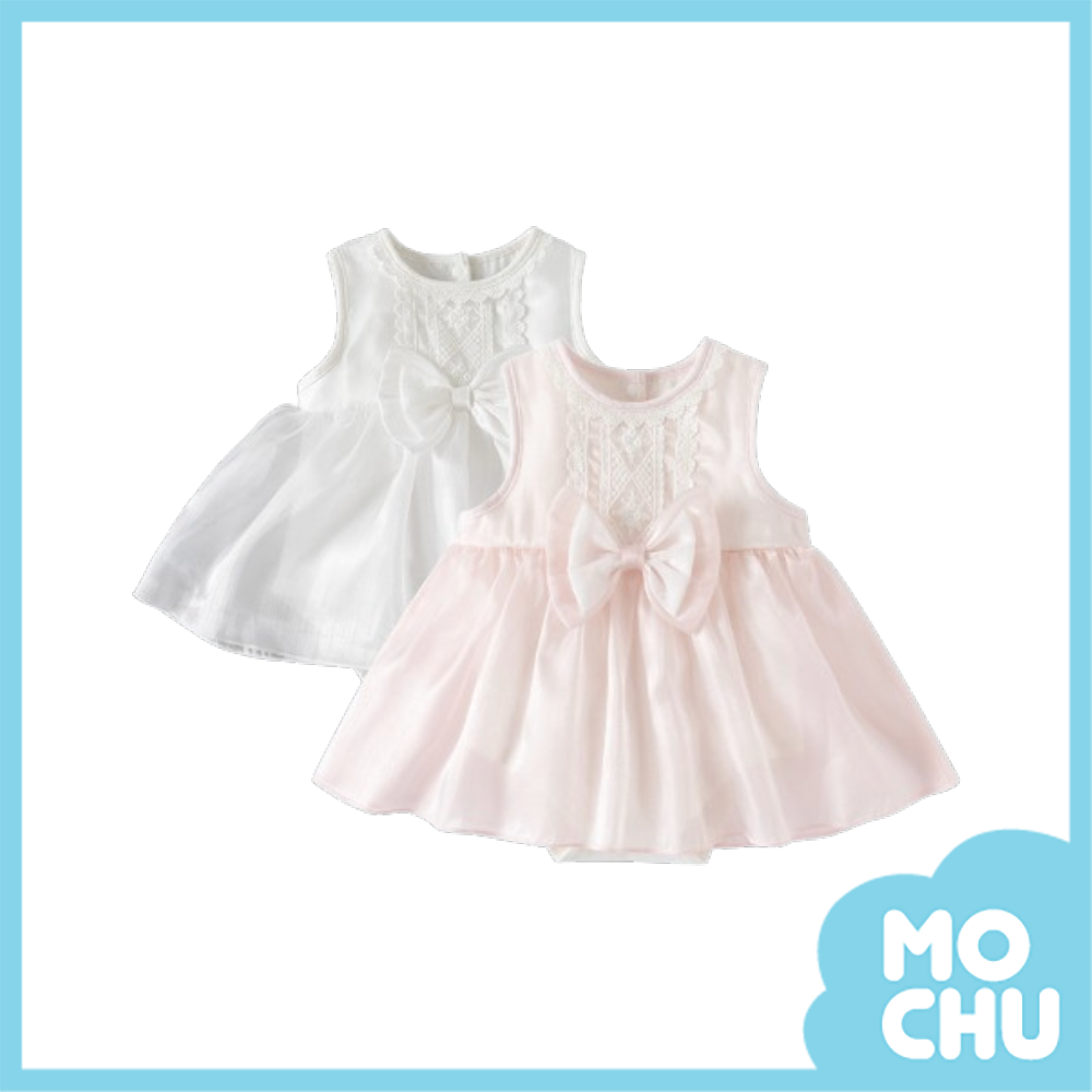 珍珠光澤無袖蕾絲包屁洋裝(二色)