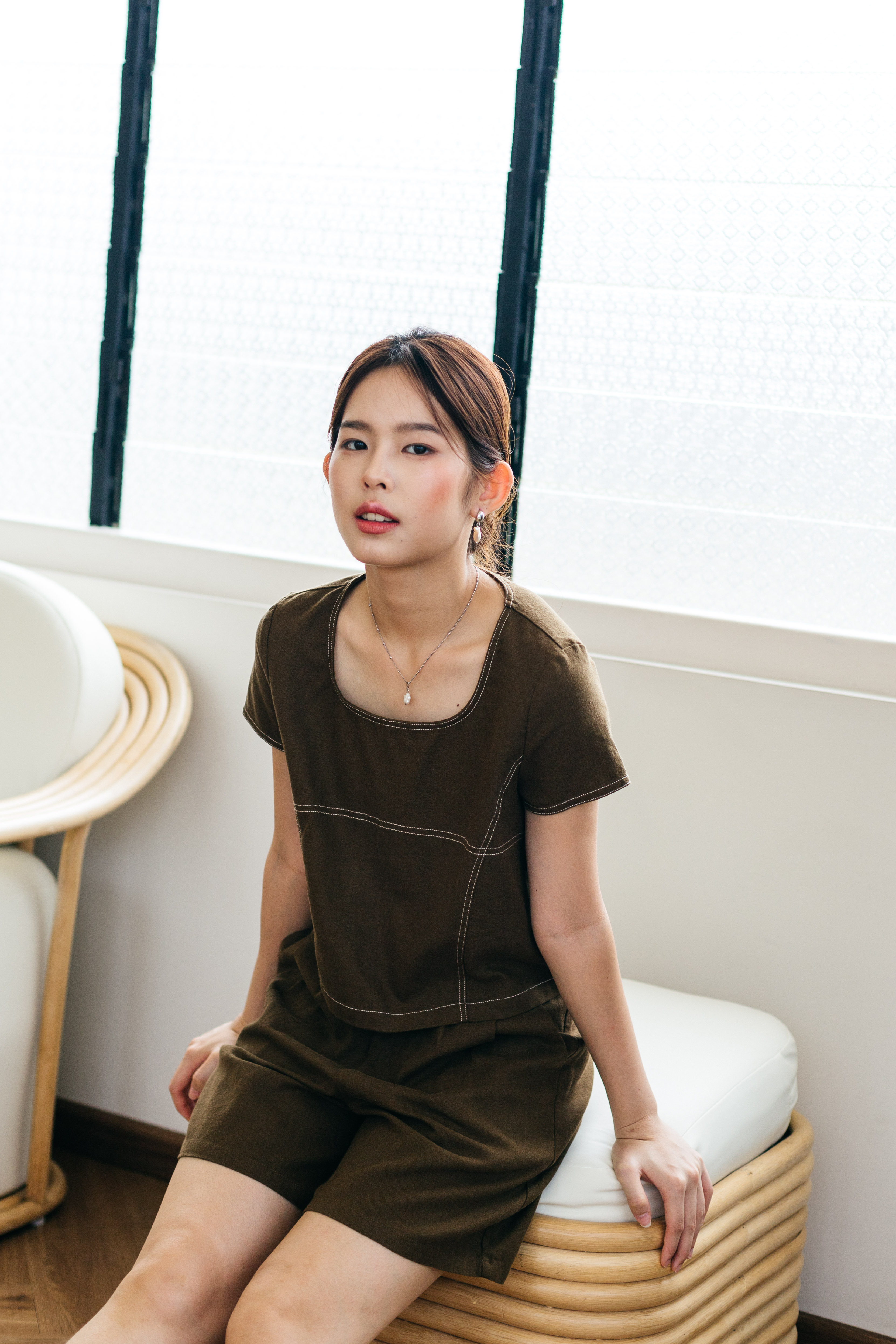 Marielle Stitchline Top Green -2377BSGRN