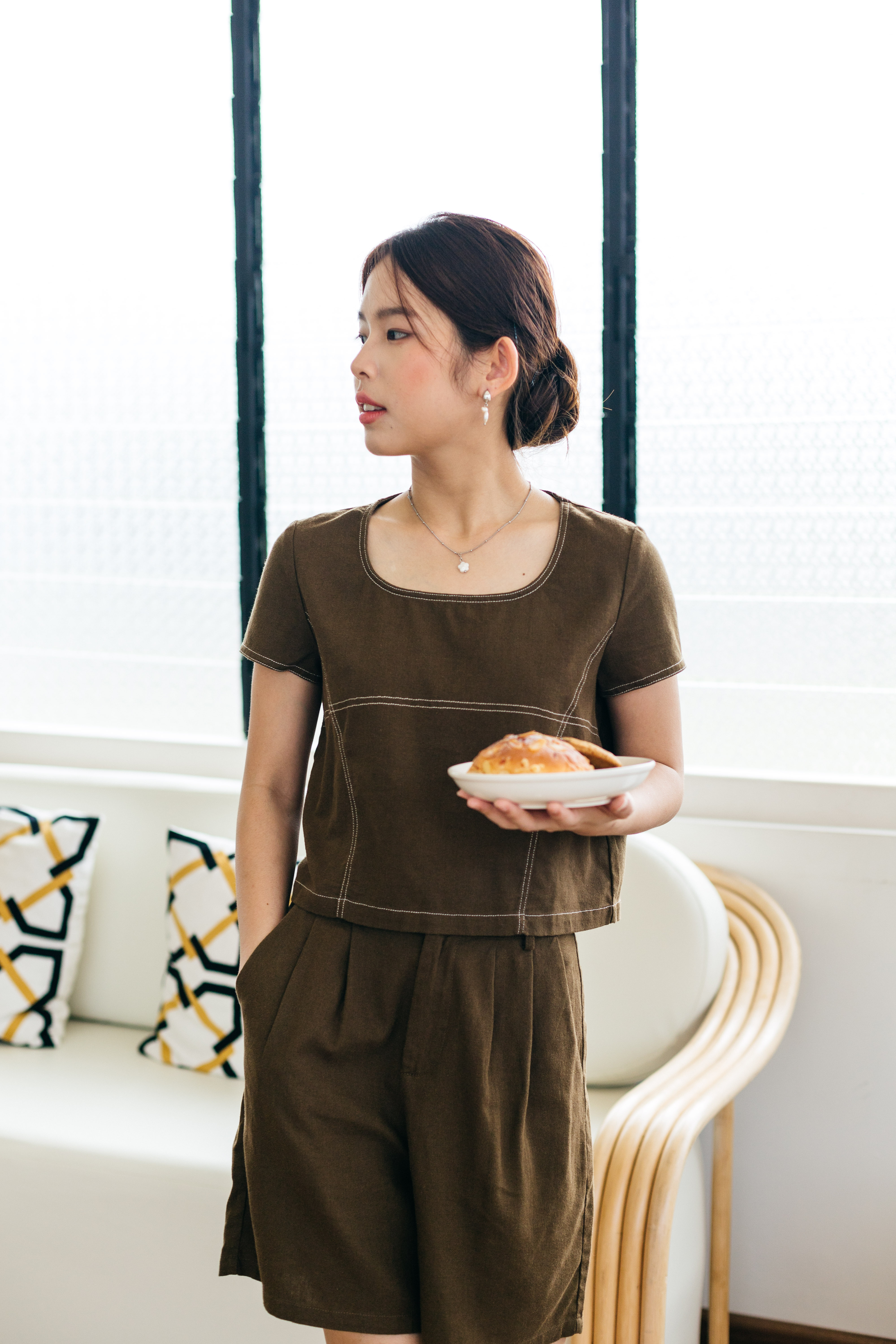 Marielle Stitchline Top Green -2377BSGRN