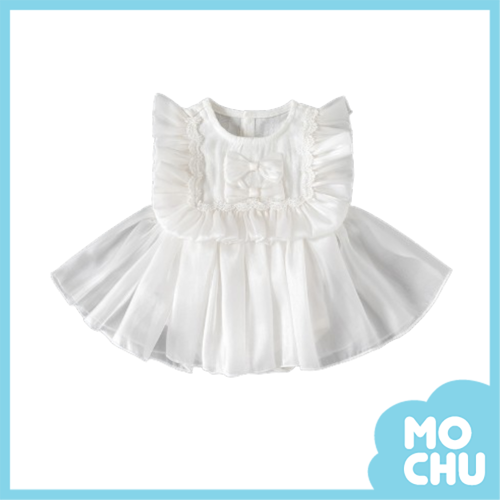 珍珠紗荷葉方領包屁洋裝(二色)