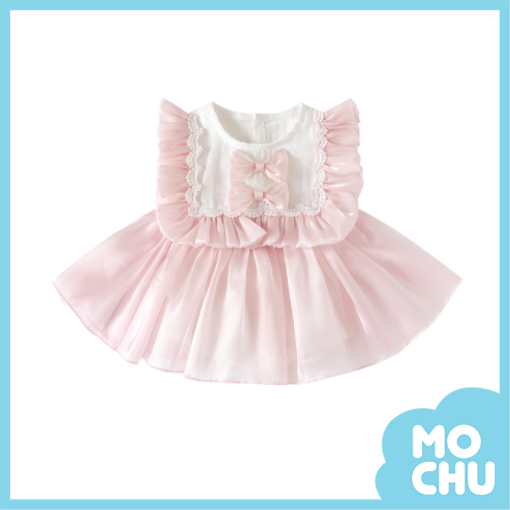 珍珠紗荷葉方領包屁洋裝(二色)