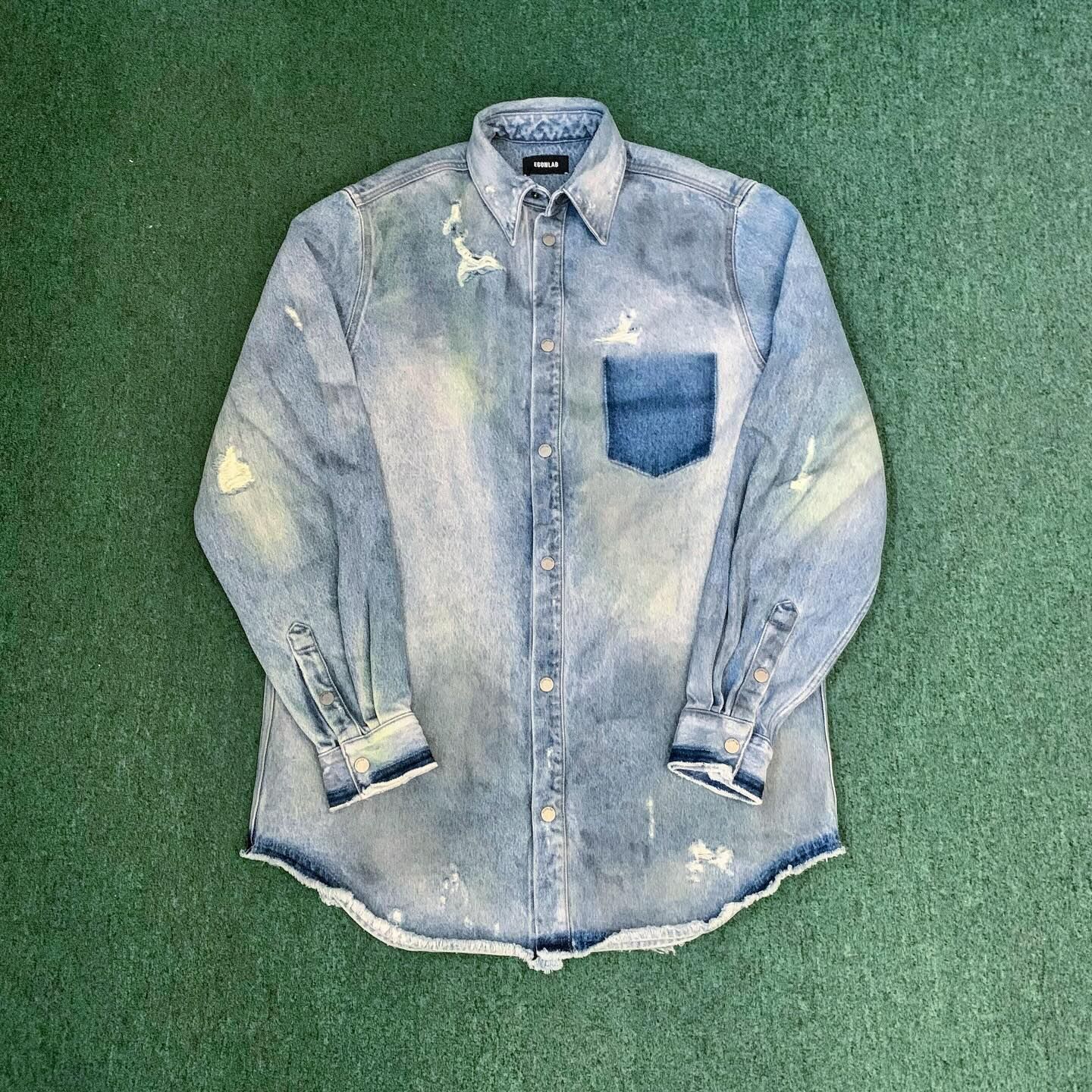 ⏱️限時優惠LIMITED TIME SALE: EGONLAB DISTRESSED DAMAGED DENIM OVERSIZED LONG SHIRT L/S - BLUE IN STOCK NOW (現貨發售中)