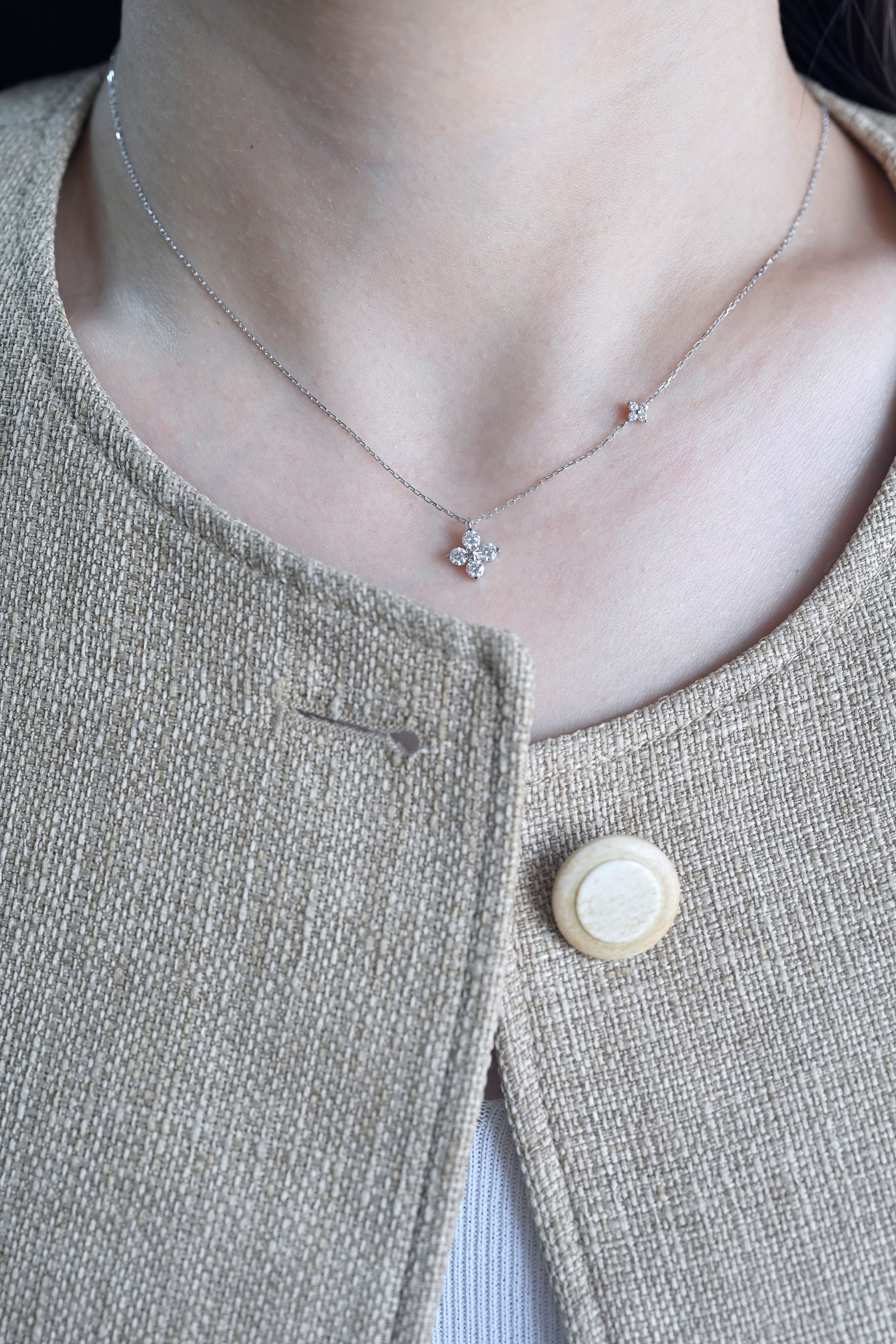 18k 4-Leaf Cover Diamond necklace