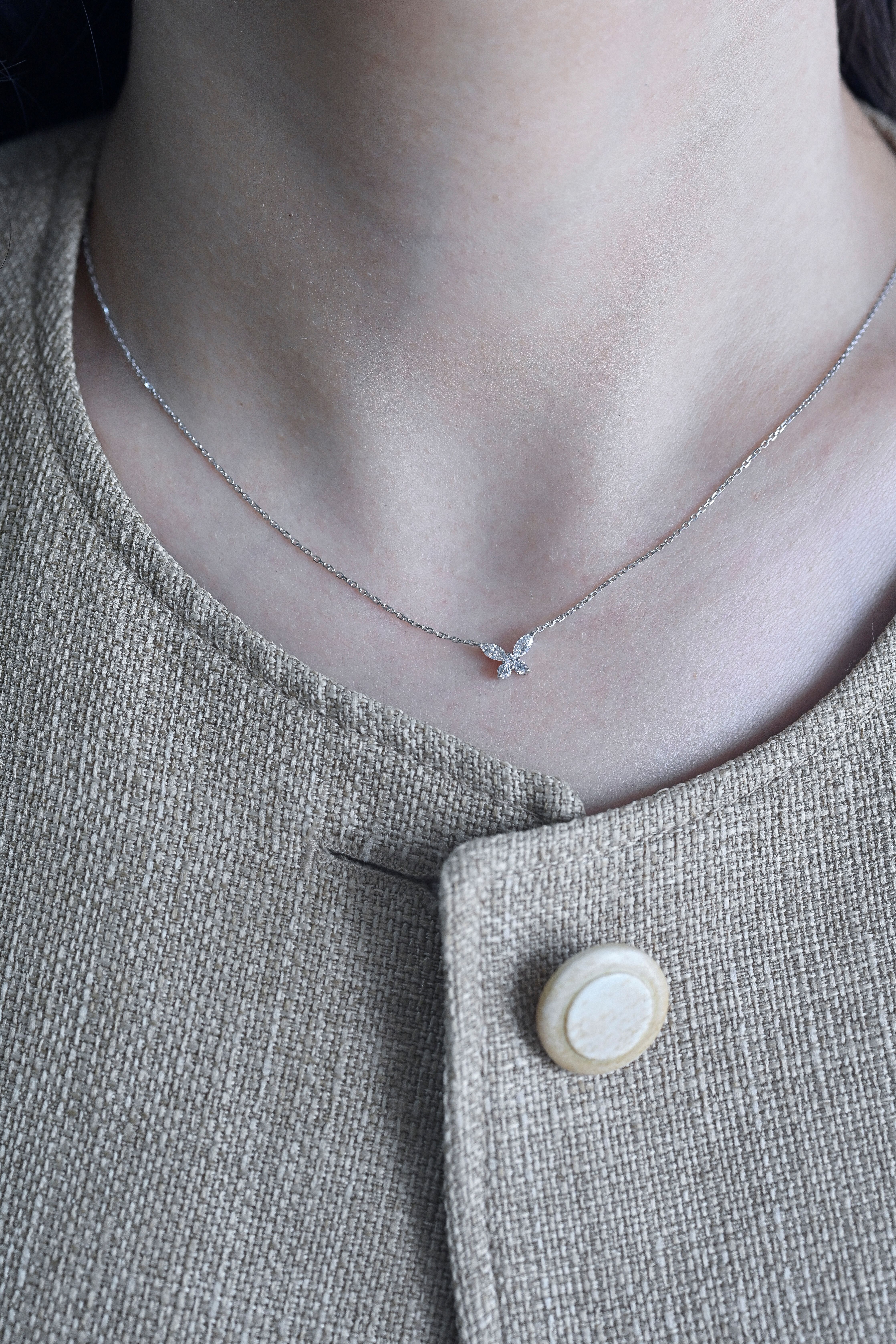 18K Butterfly Diamond Necklace