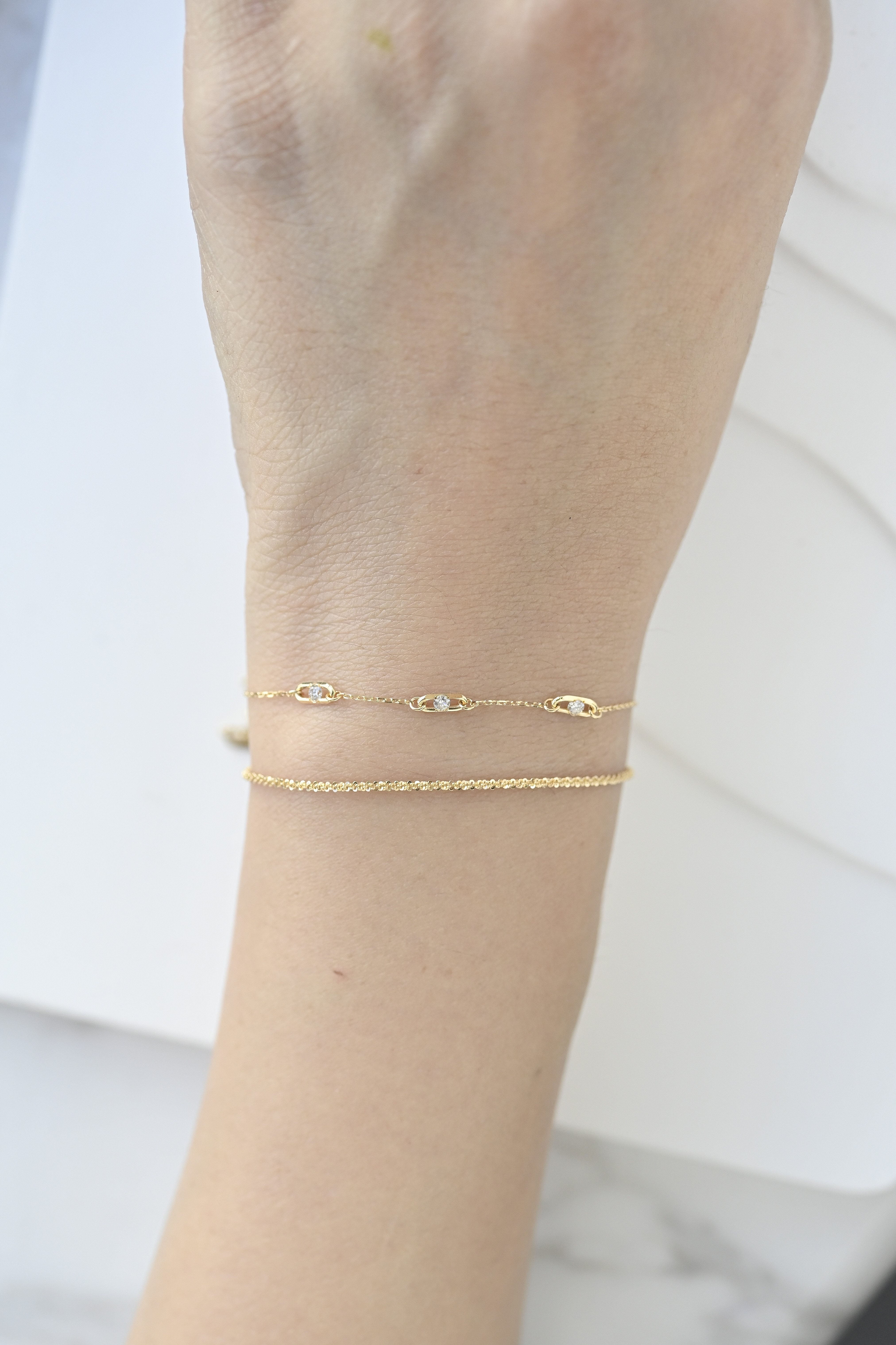 18K Yellow Gold Three Diamond Bracelet