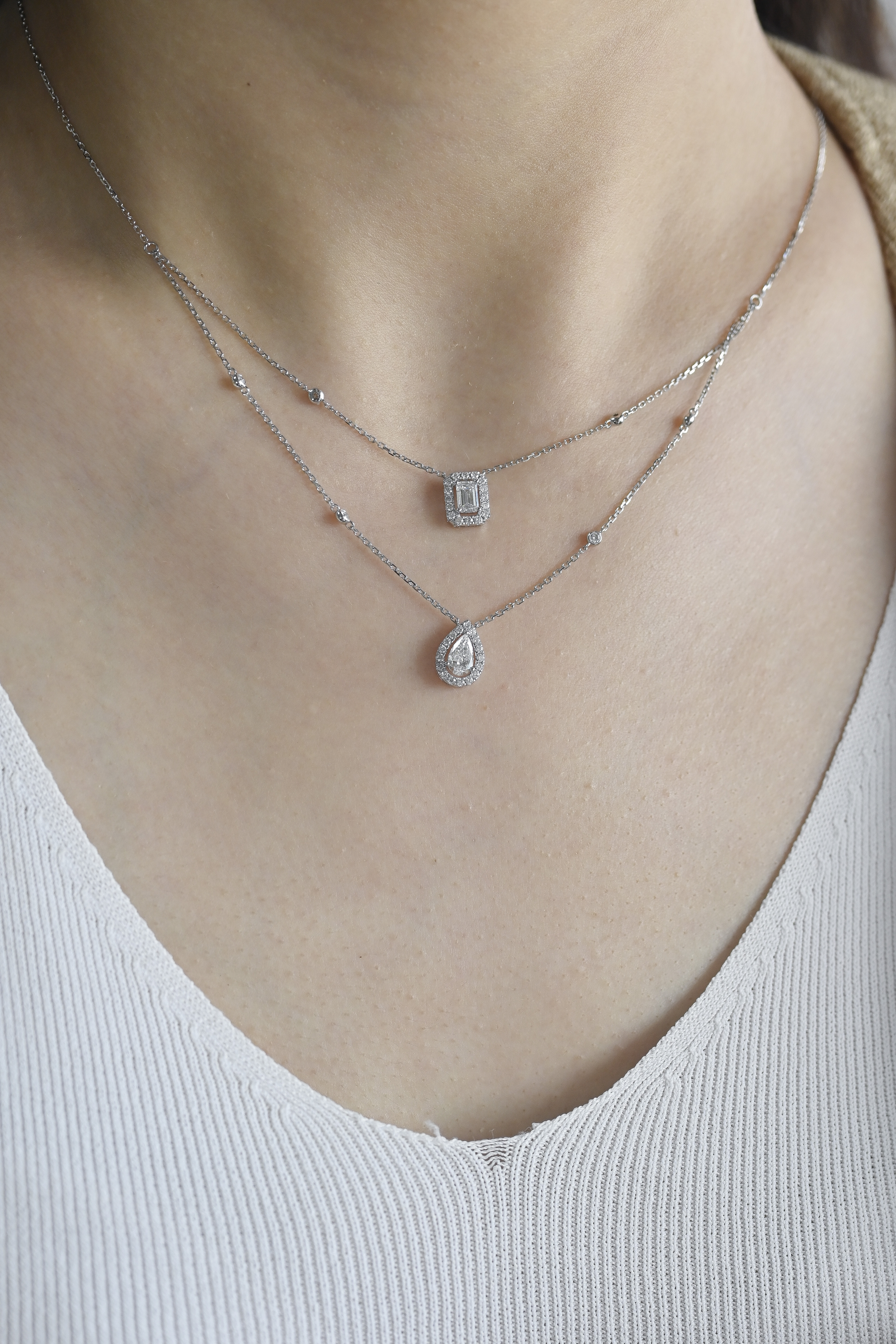 18k Two Layer Diamond necklace ( with GIA)