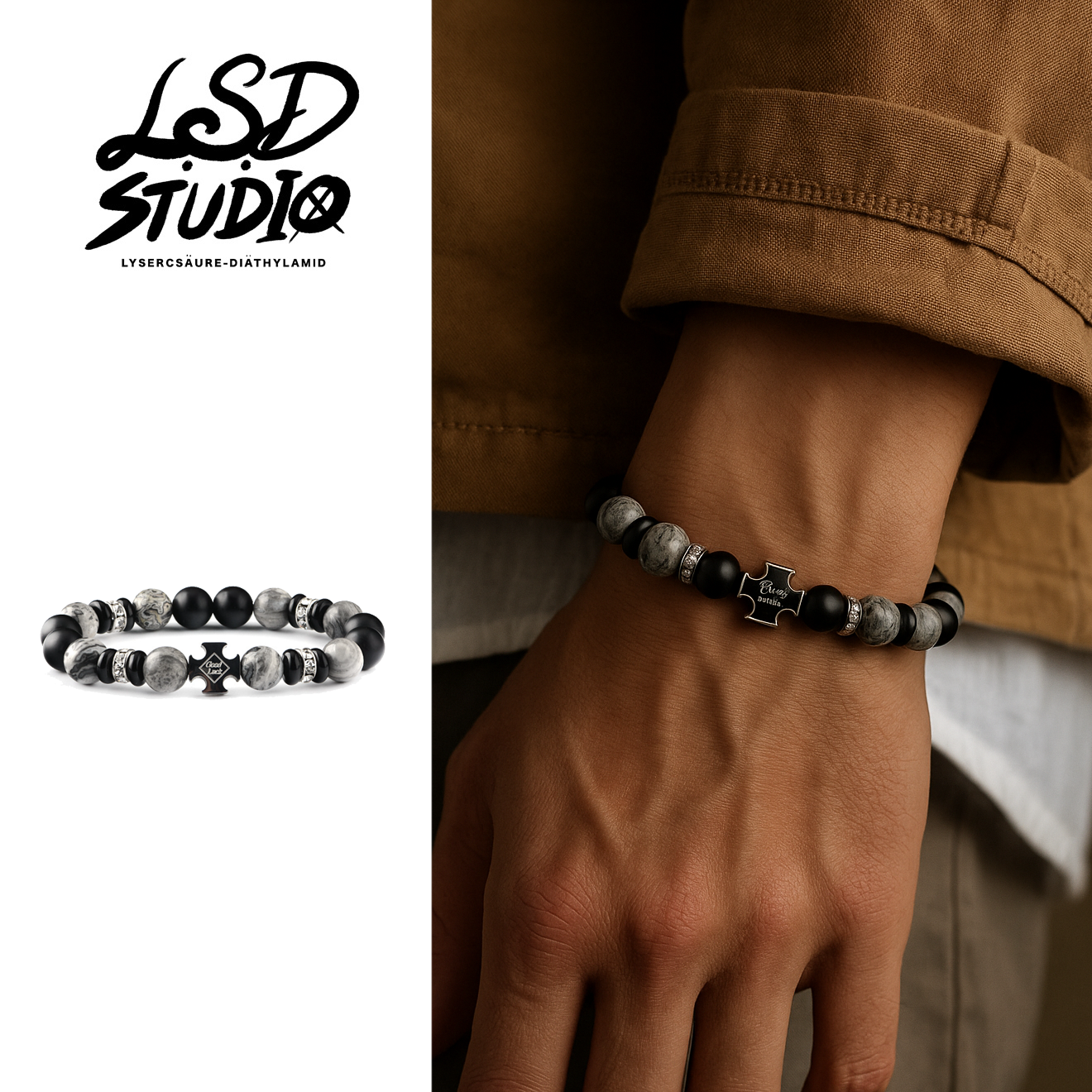 十字 x 夜影串珠設計手鍊 【ACMB91】