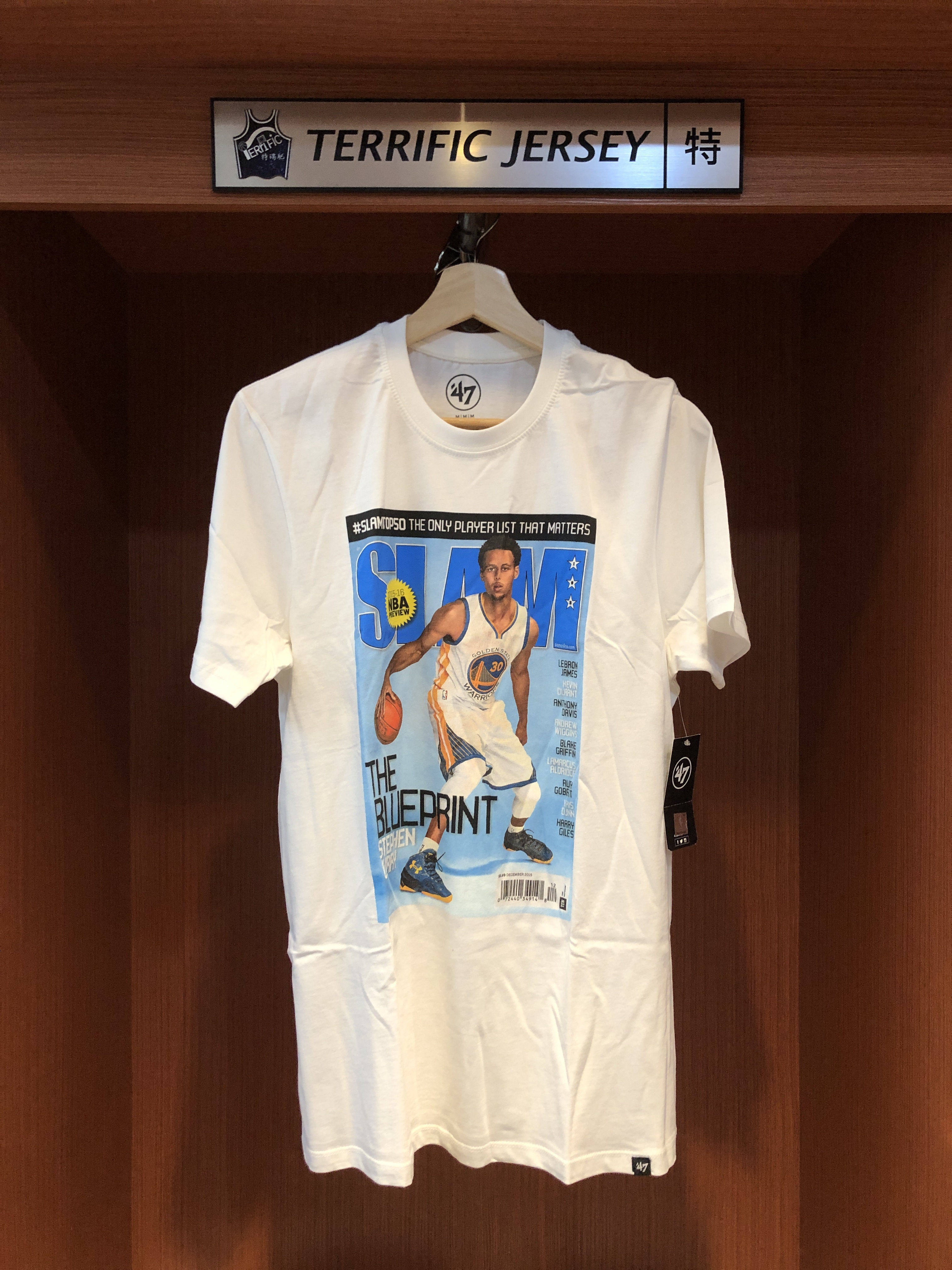 NBA短袖 Stephen Curry 金州勇士白 雜誌封面 白底 '47 Slam Tee 棉質 全新