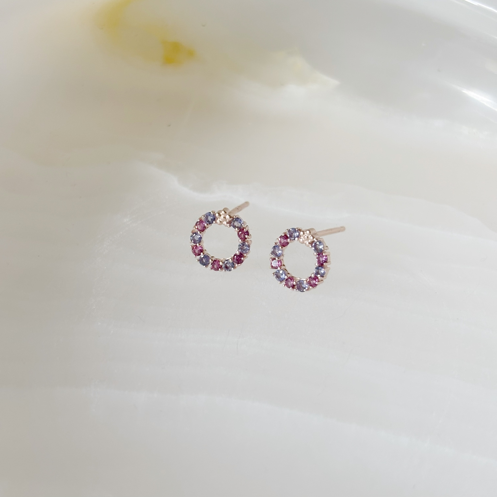 紅紫寶石花圈耳環