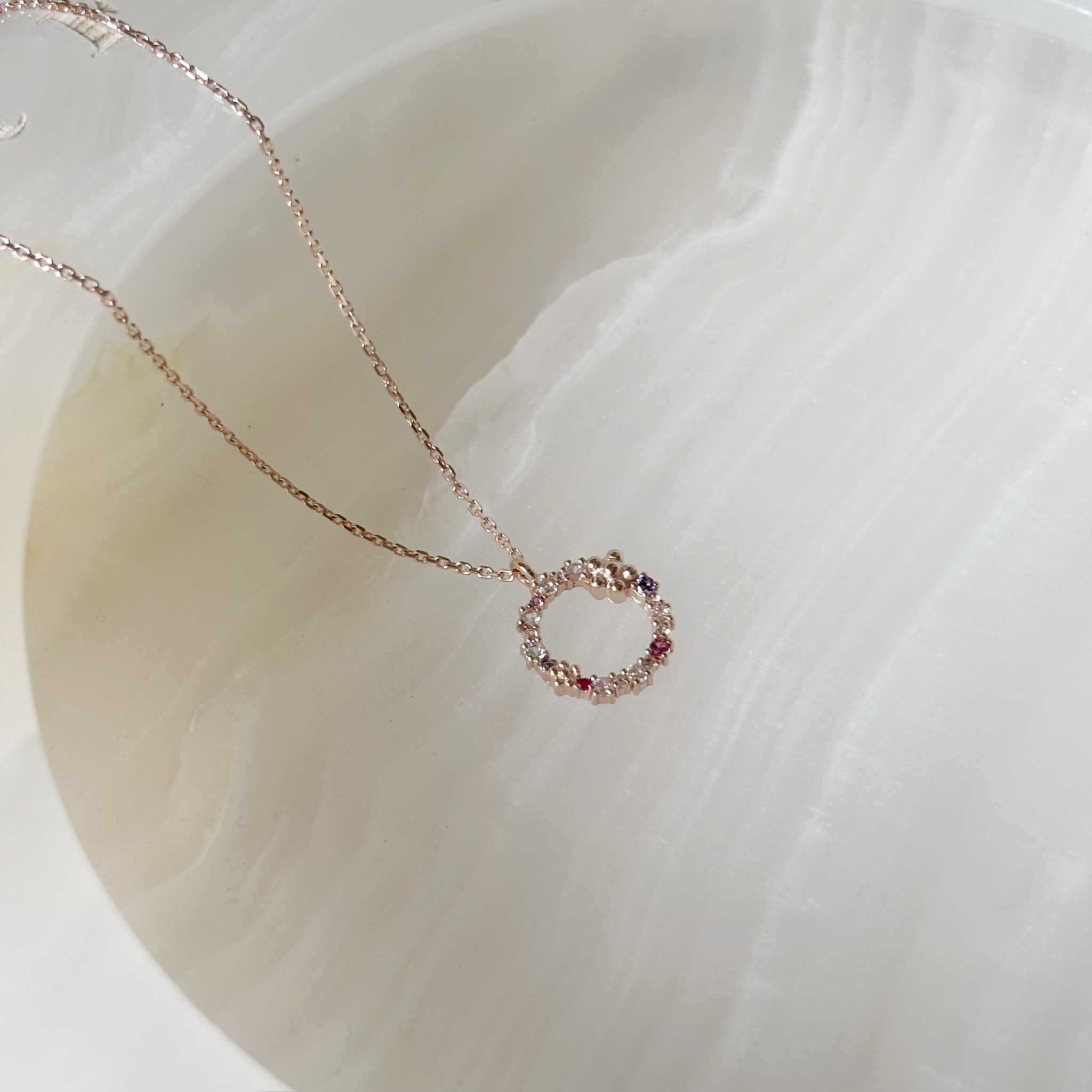 紅紫寶石花圈項鍊