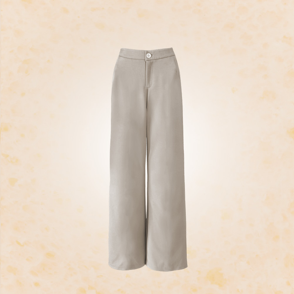 女款｜開釦直筒豆腐長褲-卡其