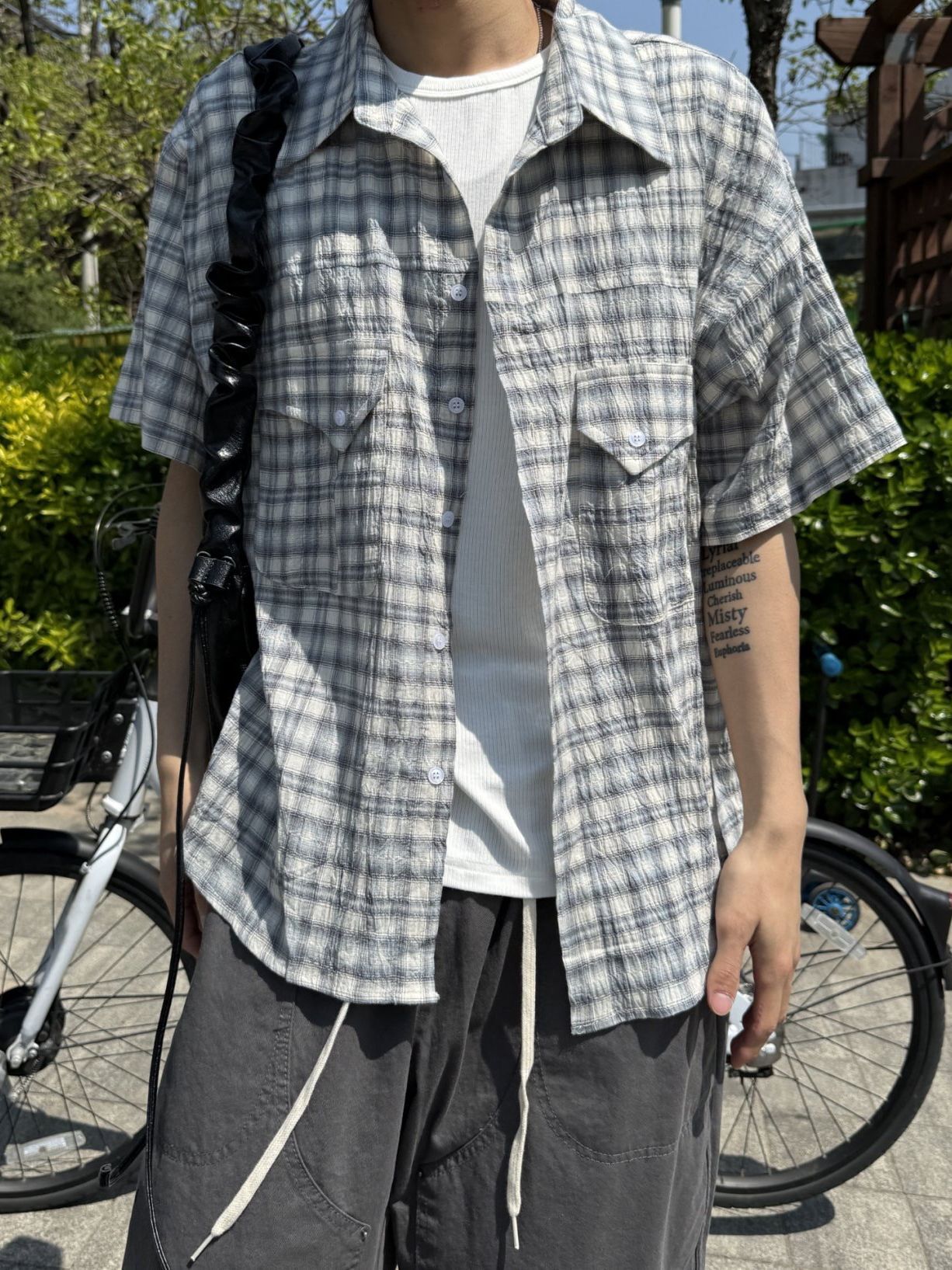 格仔短袖恤衫 OUR ROOM-112S