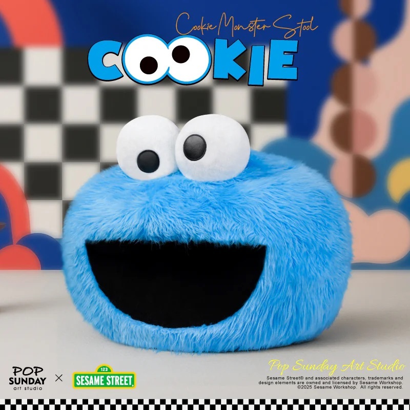 POPSUNDAY 芝麻街餅乾怪獸 甜餅怪毛絨矮凳