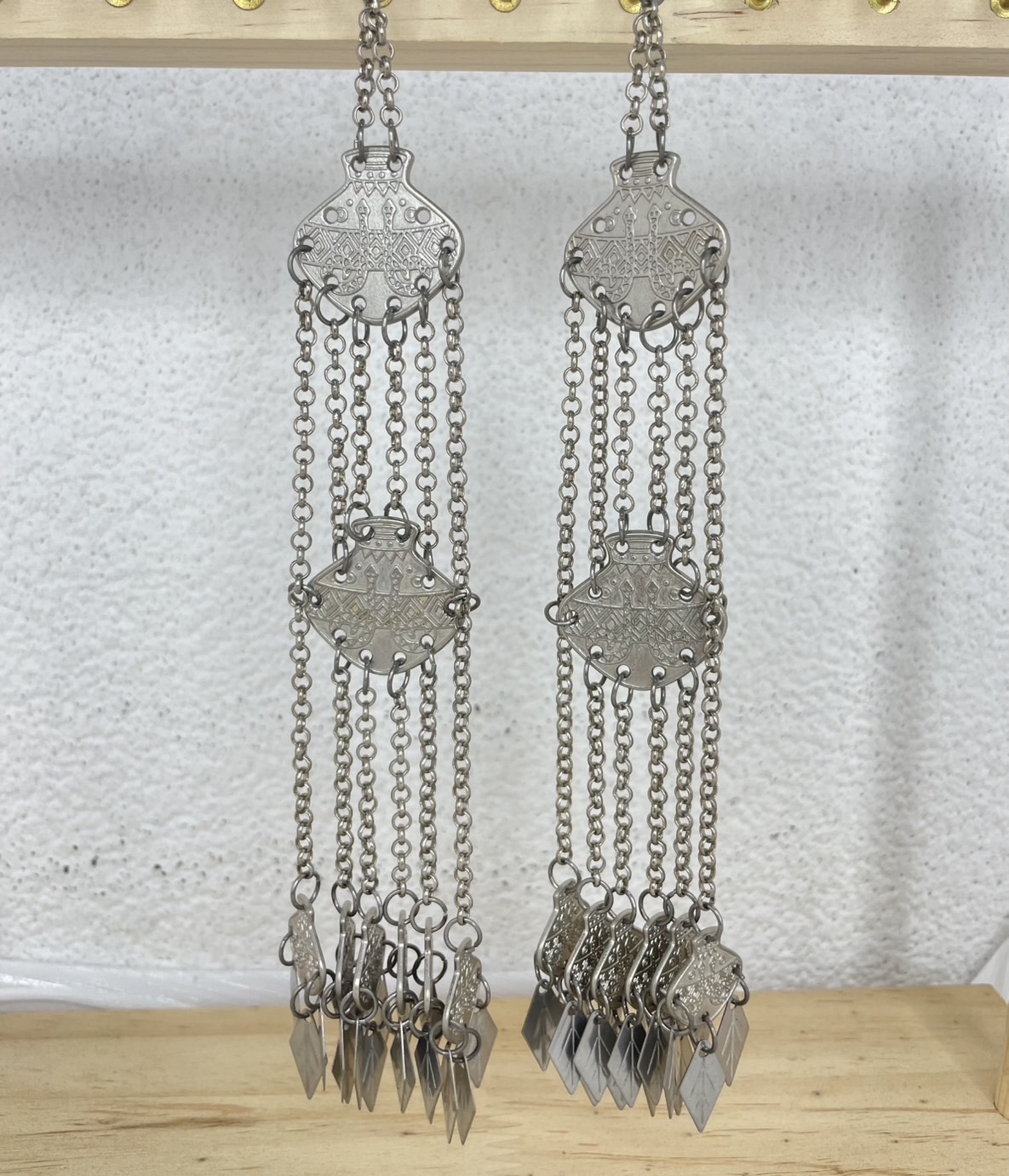 R3-陶甕菱形葉片鈴鐺步搖20cm