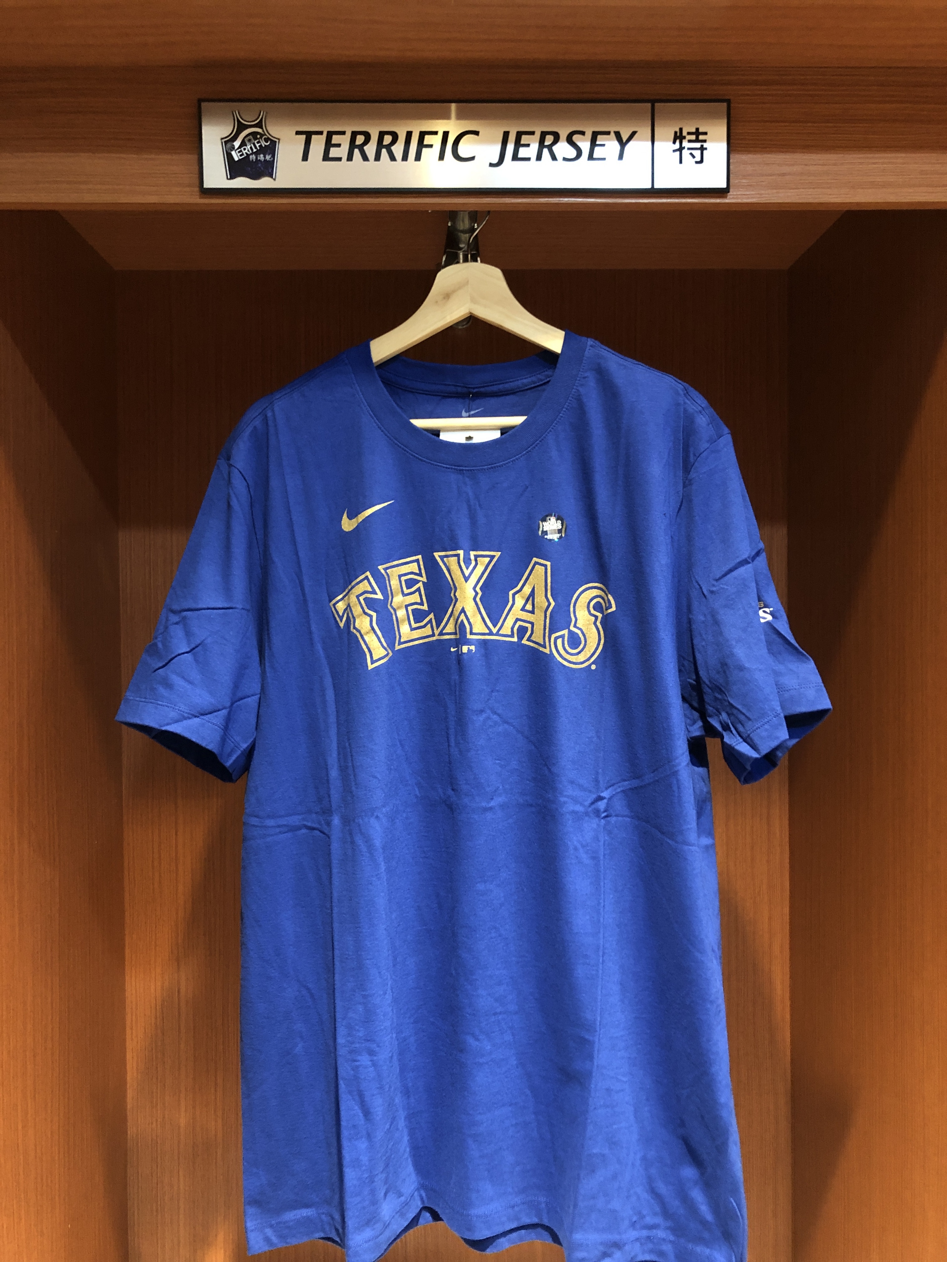 MLB短袖 Corey Seager 德州遊騎兵藍 金字 燙金 冠軍開幕戰 Nike Player Name Tee 棉質 短袖 全新