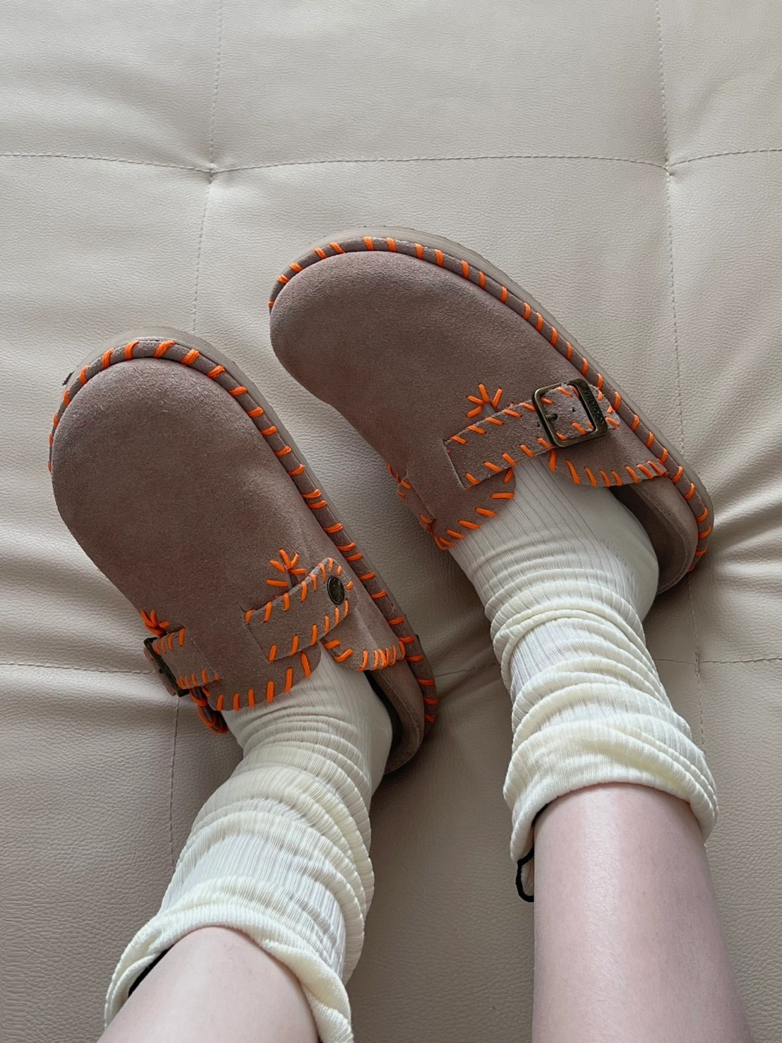 西班牙品牌🇪🇸 COOL CHAP 撞色縫線 麂皮勃肯拖