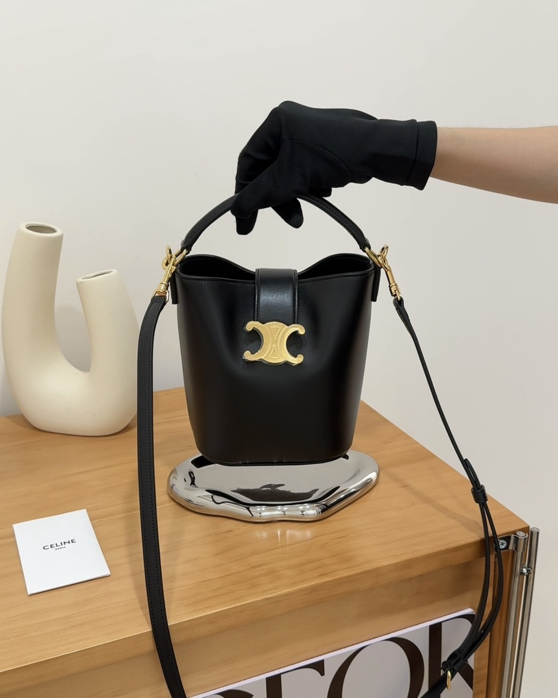 CELINE｜LOUISE 迷你水桶包 黑色