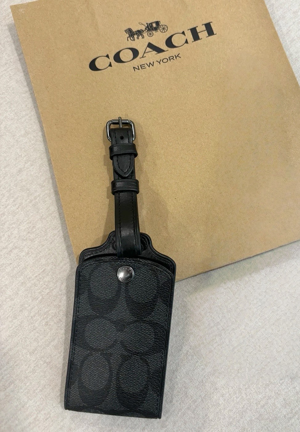 COACH LUGGAGE TAG 5 黑色牛皮 行李吊牌