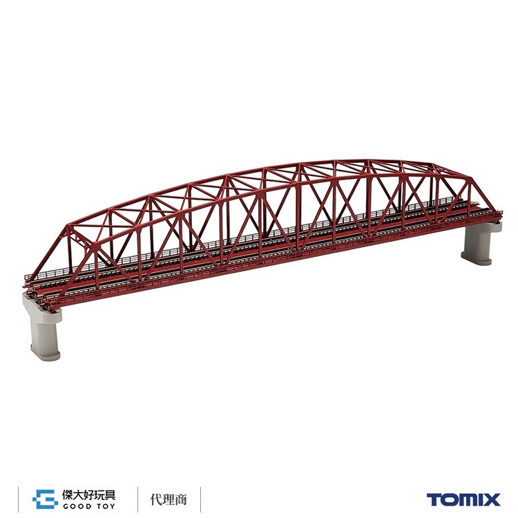 TOMIX 3221 複線曲弦大桁架鐵橋(F) (紅・複線PC橋腳・2入)