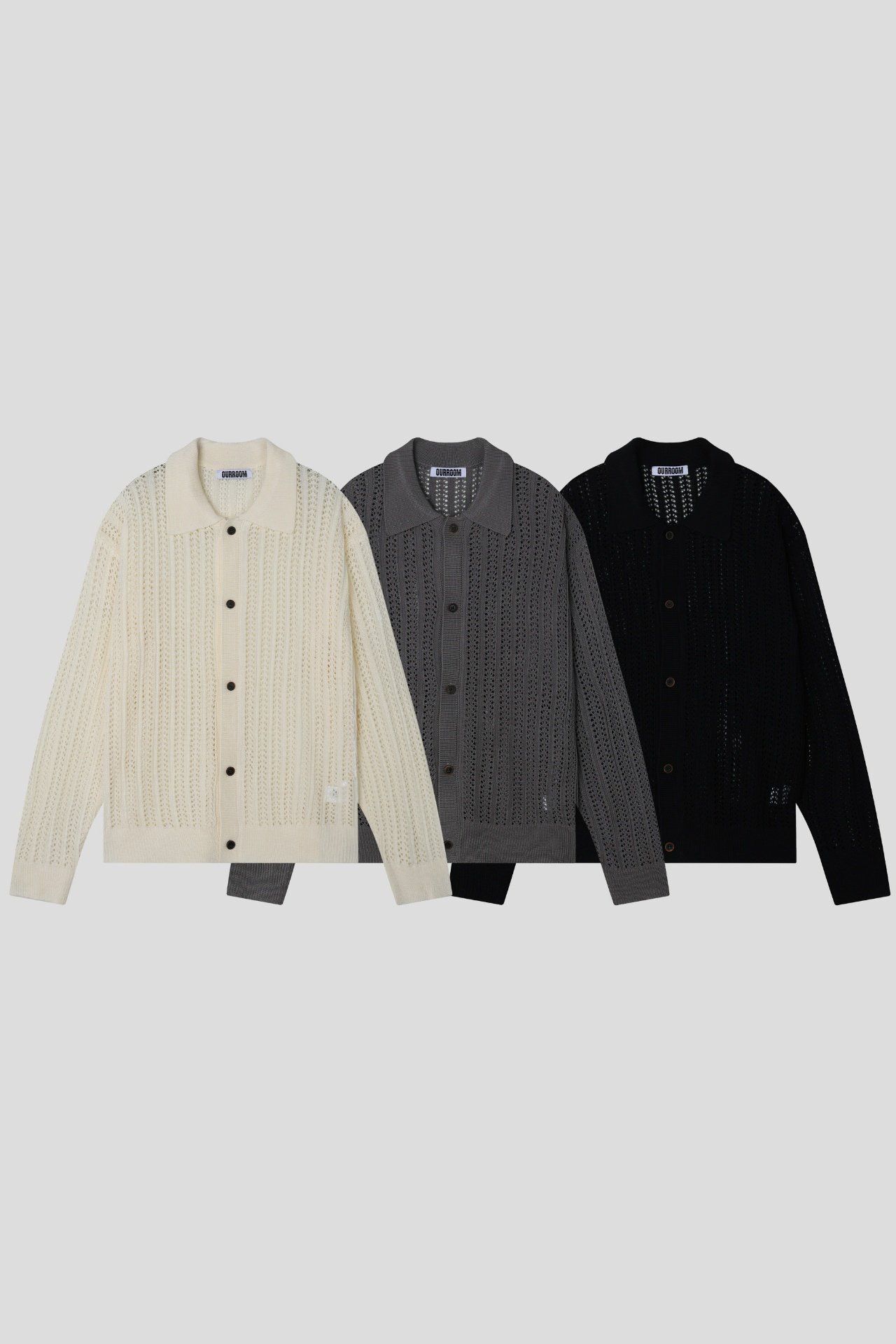 淨色反領開胸針織線外套 OUR ROOM-129JK